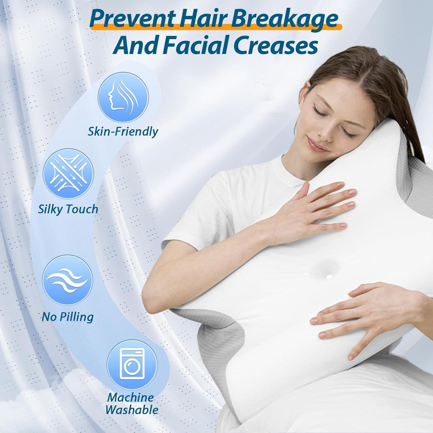 imageCervical Neck Pillow for Neck Pain Relief 2 in 1 Ergonomic Pillow for Sleeping Memory Foam Orthopedic Bed Pillows for Side Back ampamp Stomach Sleepers with Cooling Pillowcase