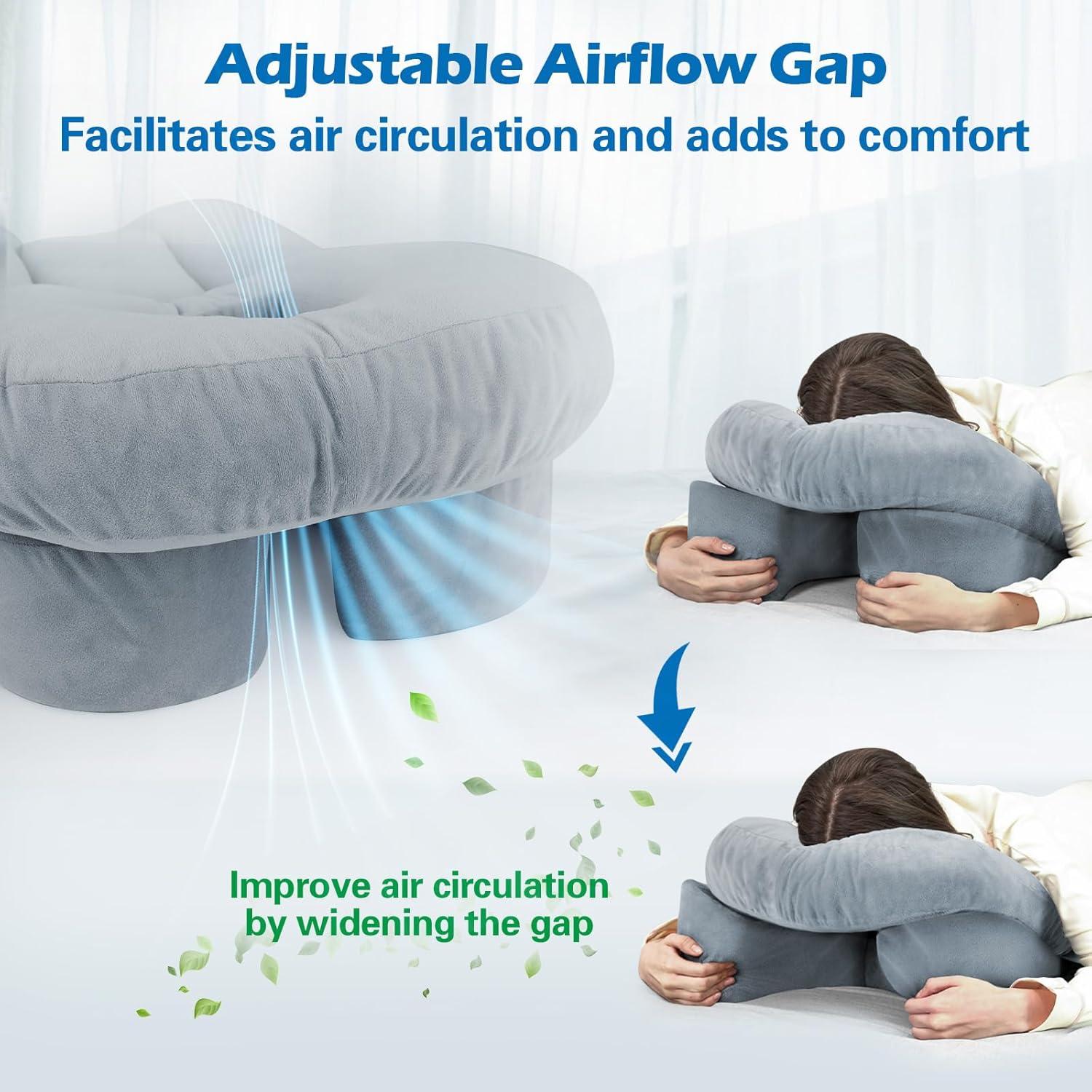 imageFace Down Pillow After Eye Surgery  Home Massage Pillow Face Down for Bed Stomach Sleeping Pillow BBL Pillow After Surgery with CertiPURUS Certified Shredded Memory Foam