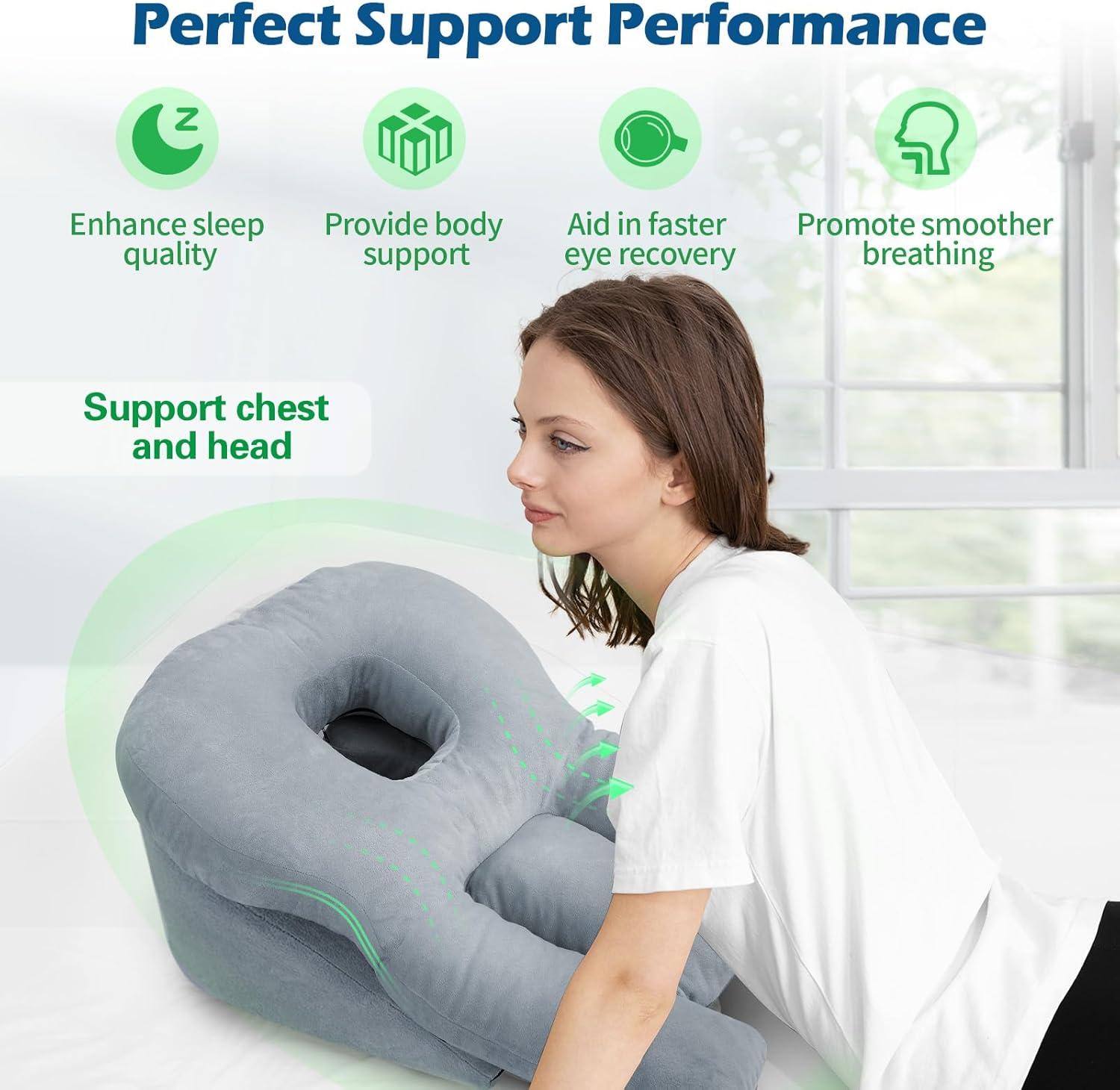 imageFace Down Pillow After Eye Surgery  Home Massage Pillow Face Down for Bed Stomach Sleeping Pillow BBL Pillow After Surgery with CertiPURUS Certified Shredded Memory Foam