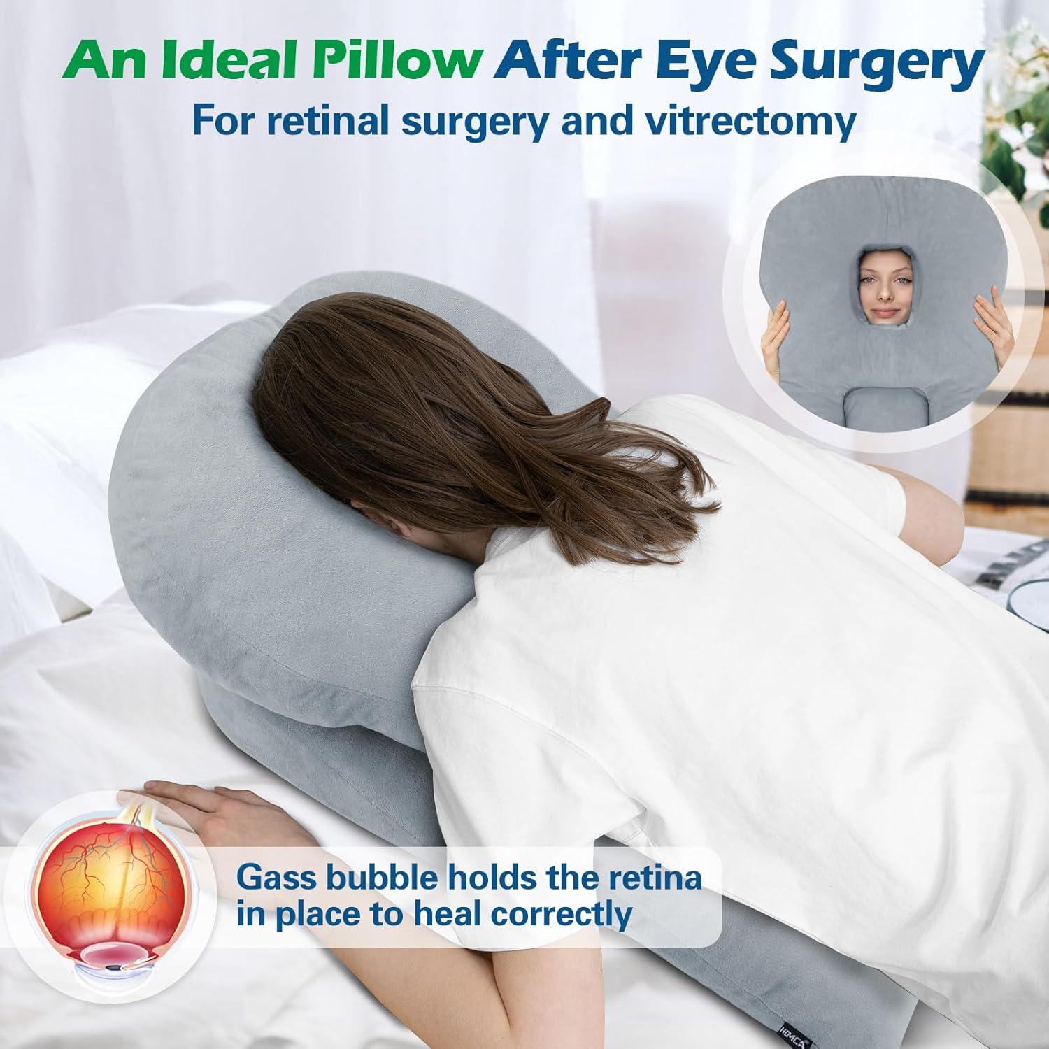 imageFace Down Pillow After Eye Surgery  Home Massage Pillow Face Down for Bed Stomach Sleeping Pillow BBL Pillow After Surgery with CertiPURUS Certified Shredded Memory Foam