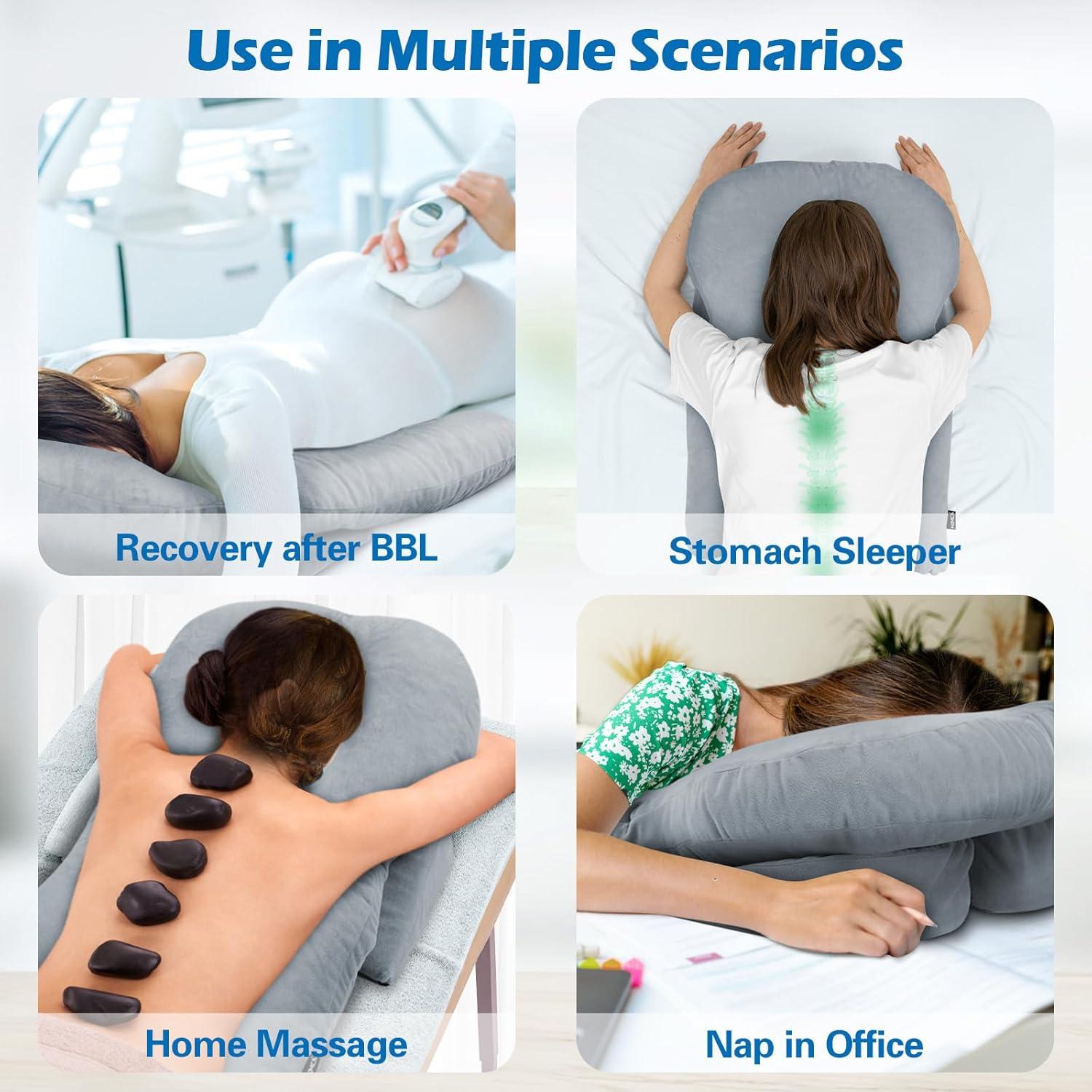 imageFace Down Pillow After Eye Surgery  Home Massage Pillow Face Down for Bed Stomach Sleeping Pillow BBL Pillow After Surgery with CertiPURUS Certified Shredded Memory Foam