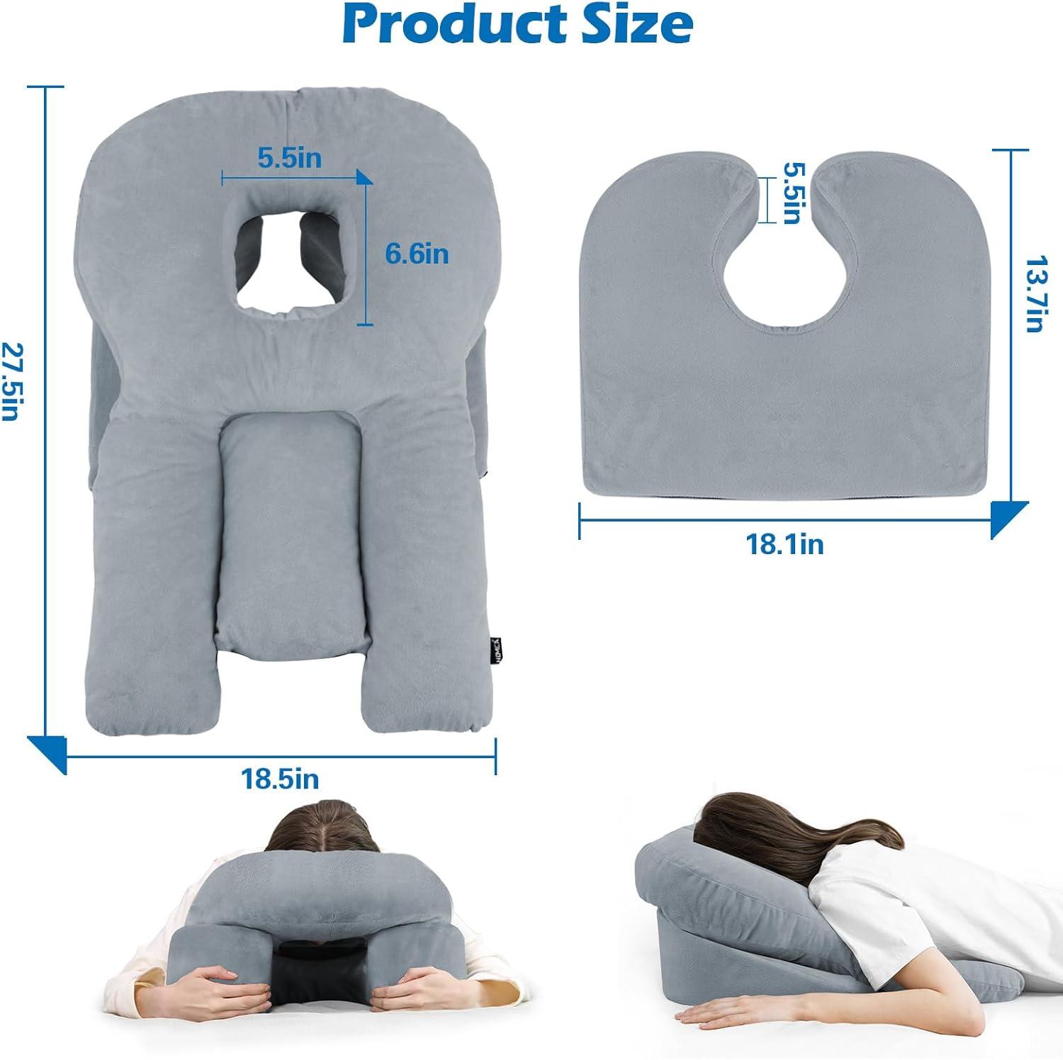 imageFace Down Pillow After Eye Surgery  Home Massage Pillow Face Down for Bed Stomach Sleeping Pillow BBL Pillow After Surgery with CertiPURUS Certified Shredded Memory Foam