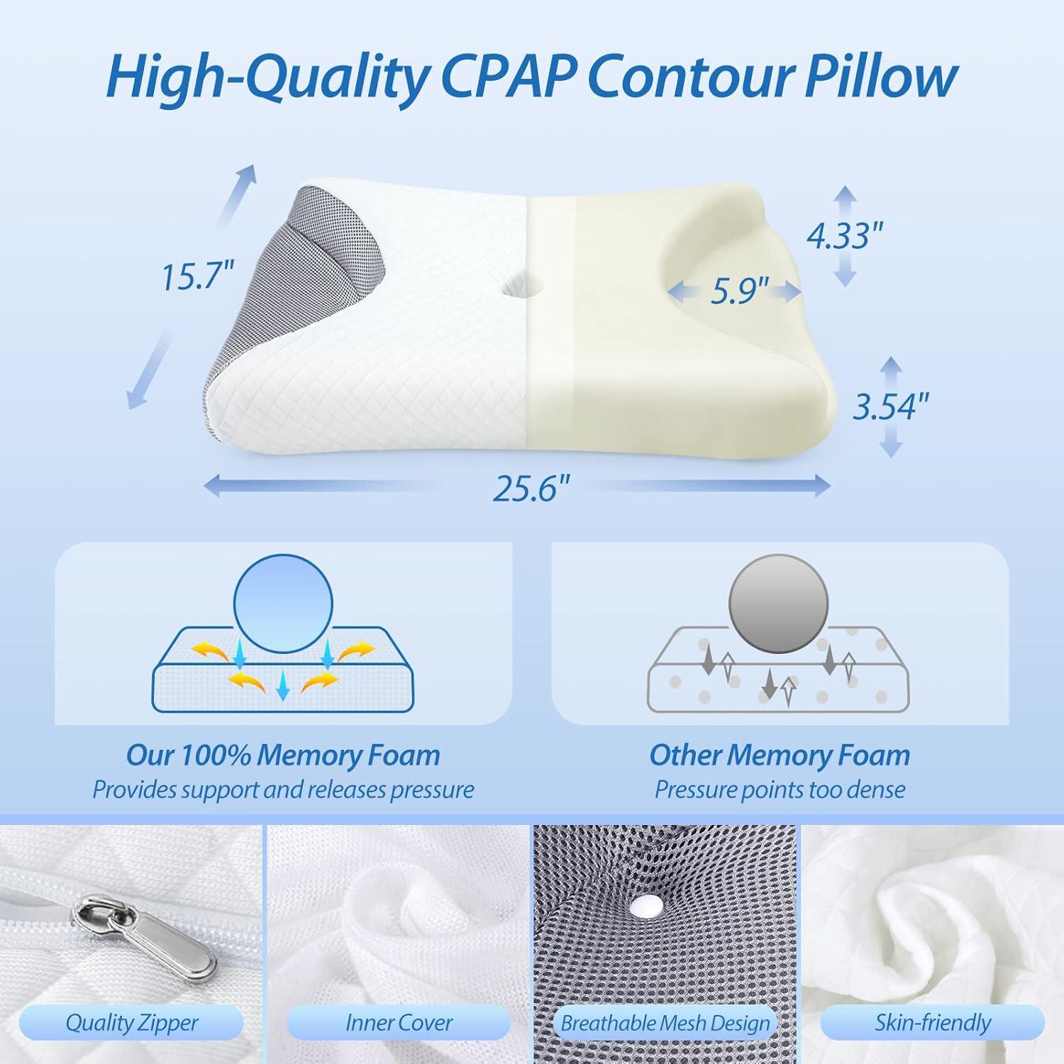 imageHOMCA CPAP Pillow for Side Sleeping CPAP Nasal Pillows for All CPAP Masks Users to Reduce Air Leaks ampamp Masks Pressure Neck Support Pillows for Sleeping for Neck Pain ReliefGrey