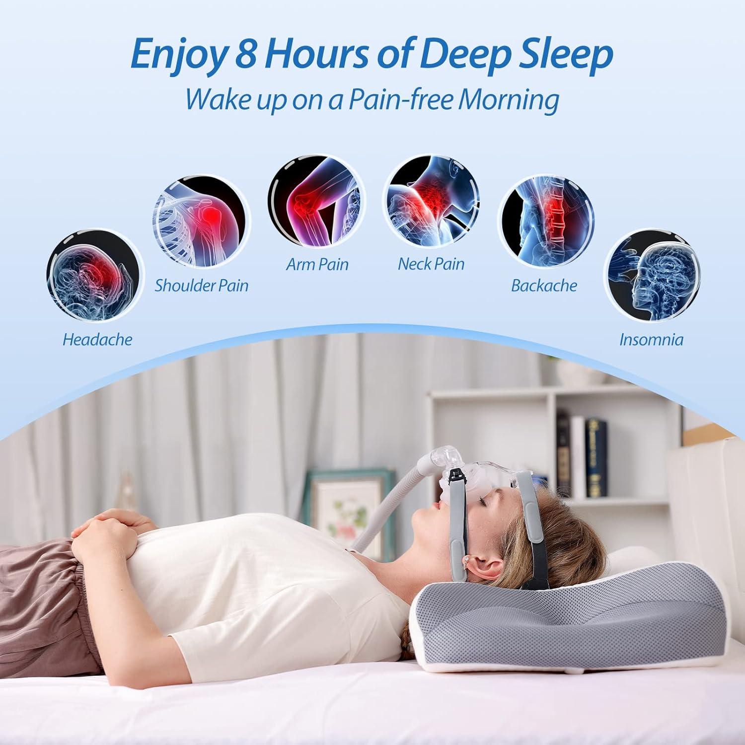 imageHOMCA CPAP Pillow for Side Sleeping CPAP Nasal Pillows for All CPAP Masks Users to Reduce Air Leaks ampamp Masks Pressure Neck Support Pillows for Sleeping for Neck Pain ReliefGrey