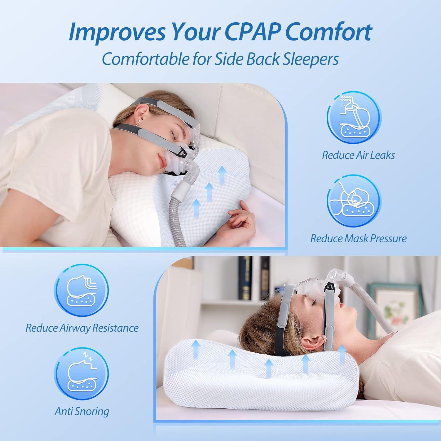 imageHOMCA CPAP Pillow for Side Sleeping CPAP Nasal Pillows for All CPAP Masks Users to Reduce Air Leaks ampamp Masks Pressure Neck Support Pillows for Sleeping for Neck Pain ReliefWhite
