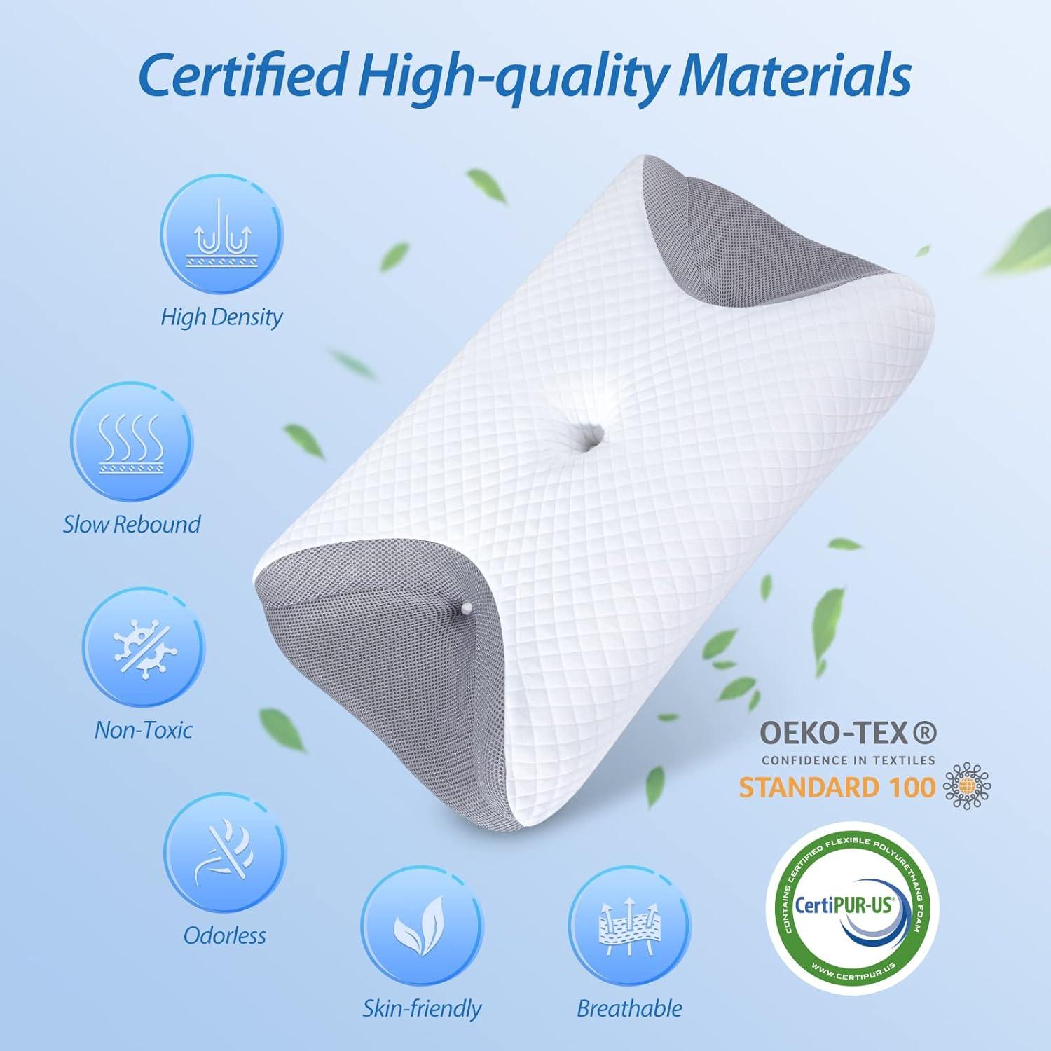 imageHOMCA CPAP Pillow for Side Sleeping CPAP Nasal Pillows for All CPAP Masks Users to Reduce Air Leaks ampamp Masks Pressure Neck Support Pillows for Sleeping for Neck Pain ReliefGrey