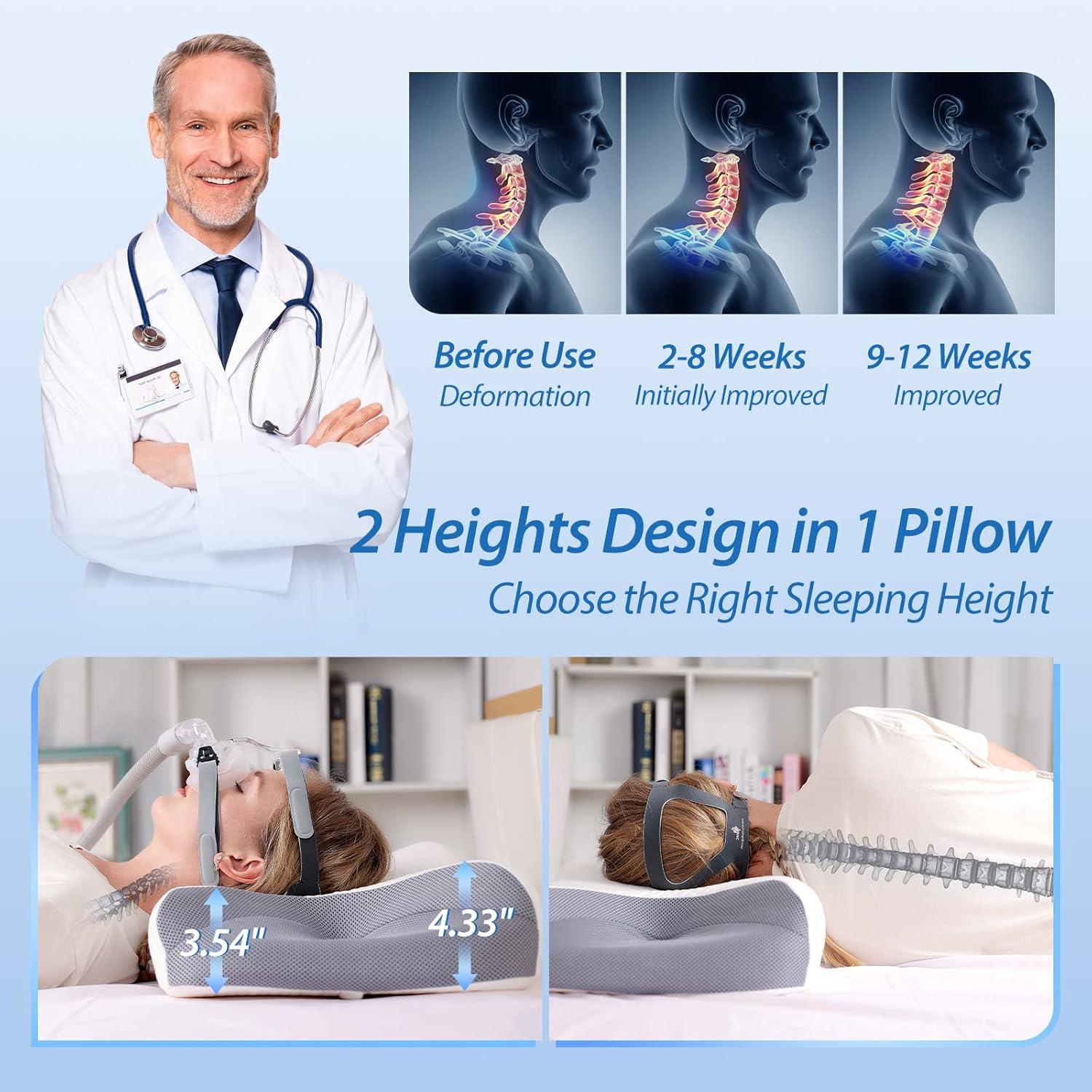 imageHOMCA CPAP Pillow for Side Sleeping CPAP Nasal Pillows for All CPAP Masks Users to Reduce Air Leaks ampamp Masks Pressure Neck Support Pillows for Sleeping for Neck Pain ReliefGrey