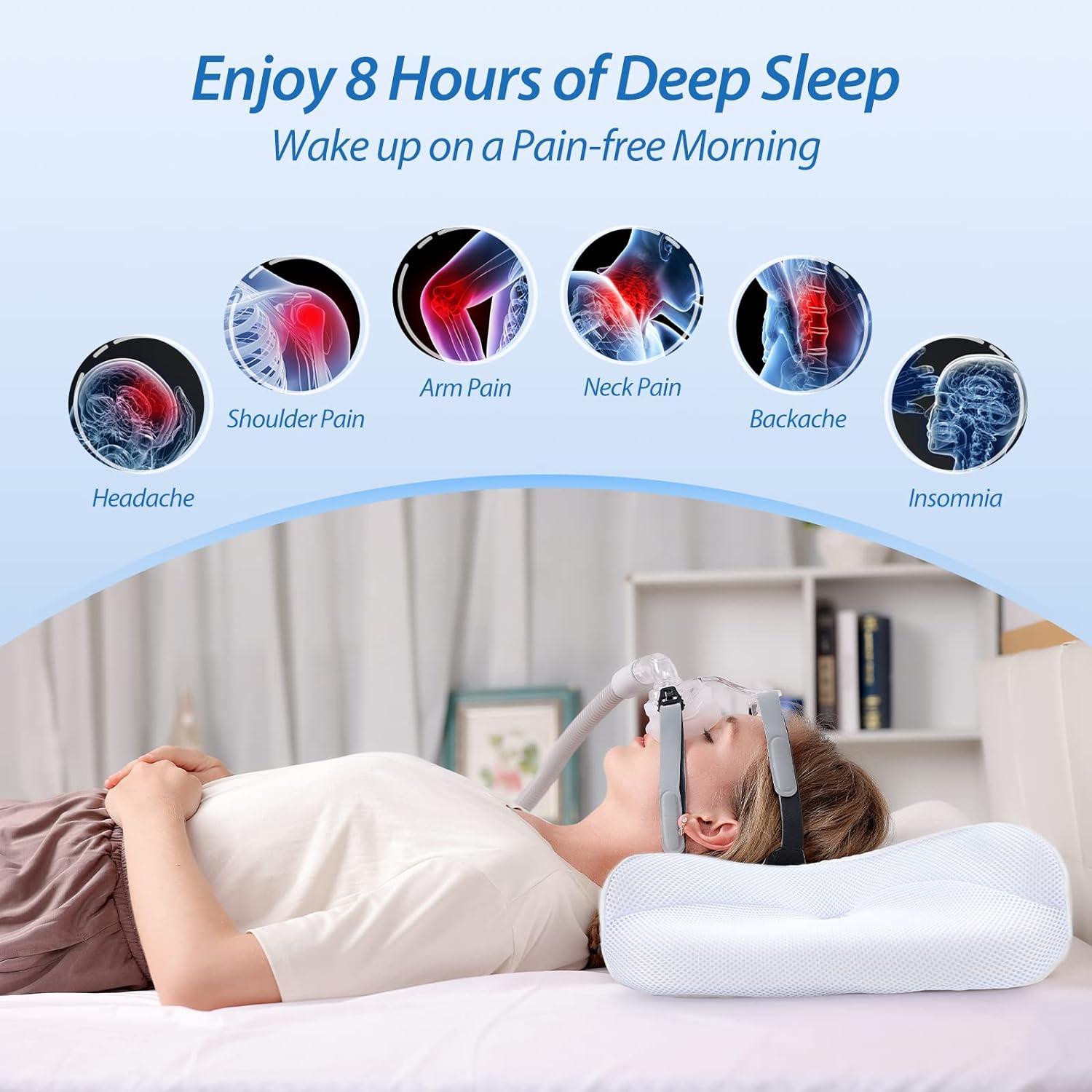 imageHOMCA CPAP Pillow for Side Sleeping CPAP Nasal Pillows for All CPAP Masks Users to Reduce Air Leaks ampamp Masks Pressure Neck Support Pillows for Sleeping for Neck Pain ReliefWhite