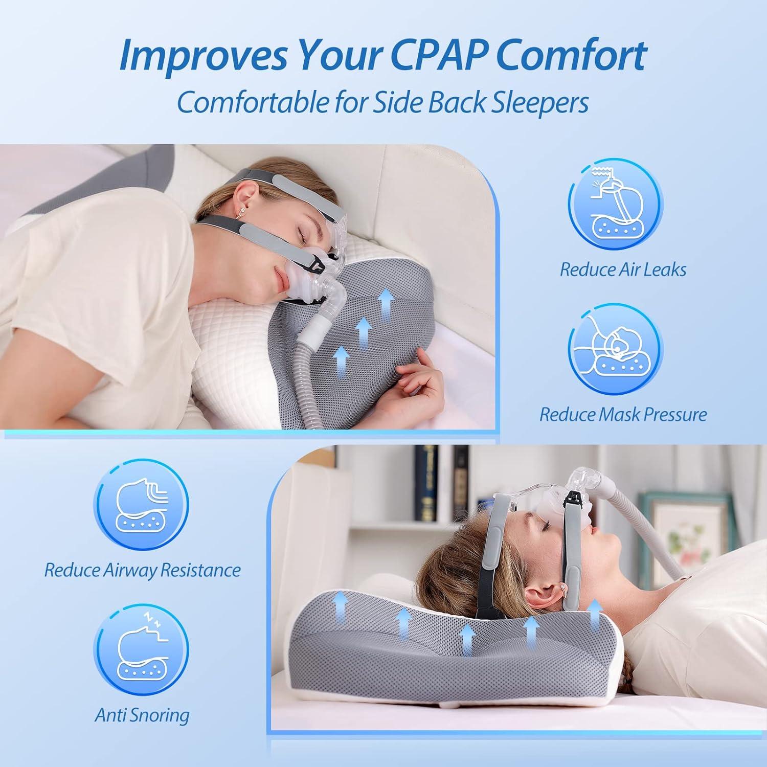 imageHOMCA CPAP Pillow for Side Sleeping CPAP Nasal Pillows for All CPAP Masks Users to Reduce Air Leaks ampamp Masks Pressure Neck Support Pillows for Sleeping for Neck Pain ReliefGrey
