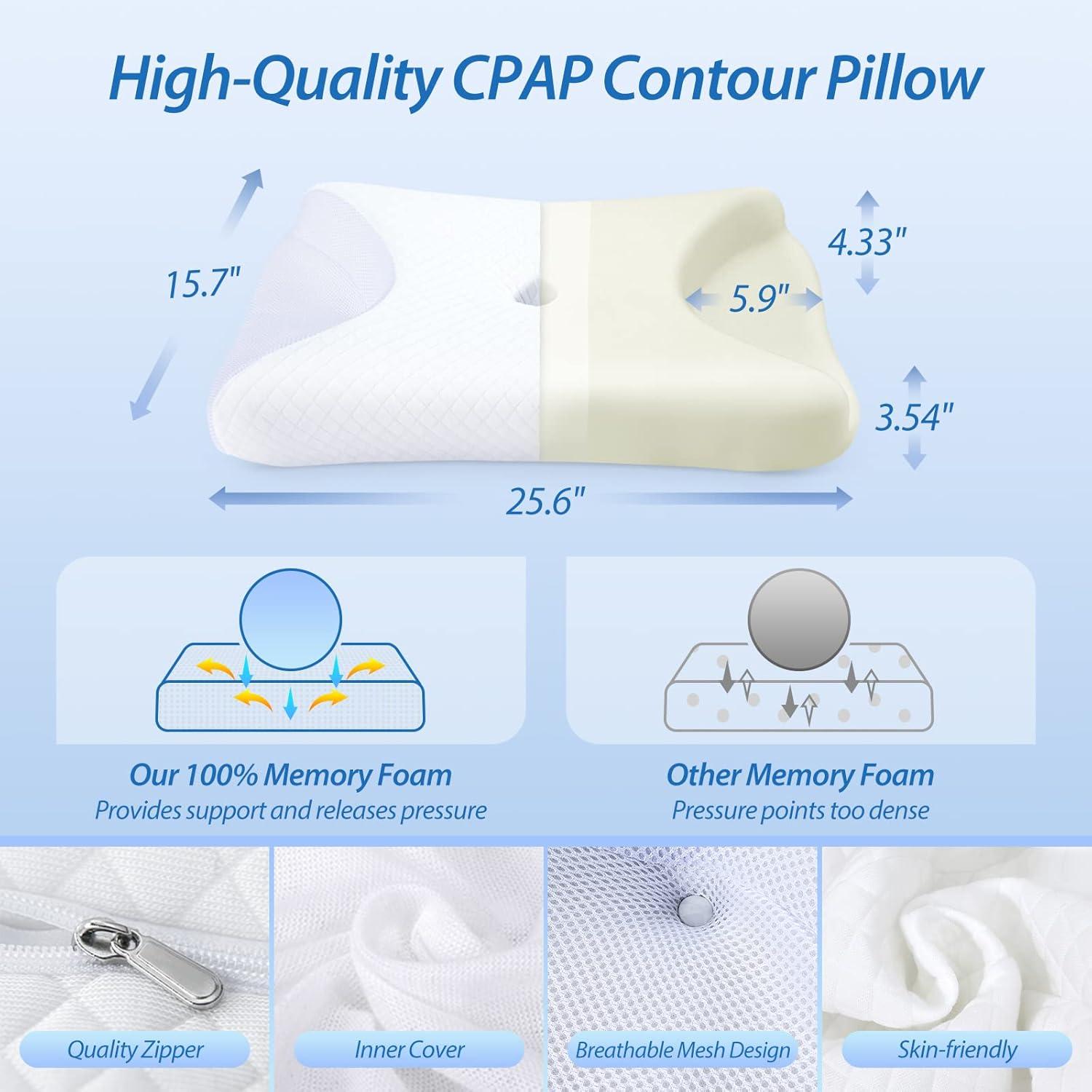 imageHOMCA CPAP Pillow for Side Sleeping CPAP Nasal Pillows for All CPAP Masks Users to Reduce Air Leaks ampamp Masks Pressure Neck Support Pillows for Sleeping for Neck Pain ReliefWhite