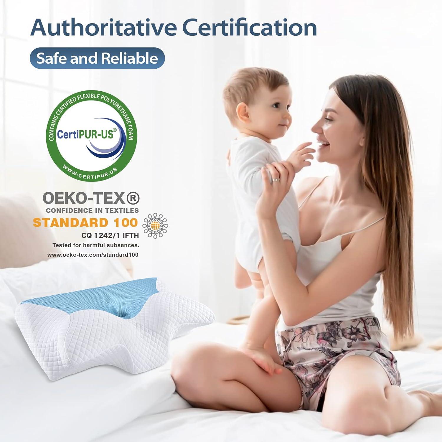 imageHOMCA Cervical Pillow Memory Foam Pillows  Contour Memory Foam Pillow for Neck Pain Relief Orthopedic Neck Bed Pillow for Side Sleepers Back and StomachBlue