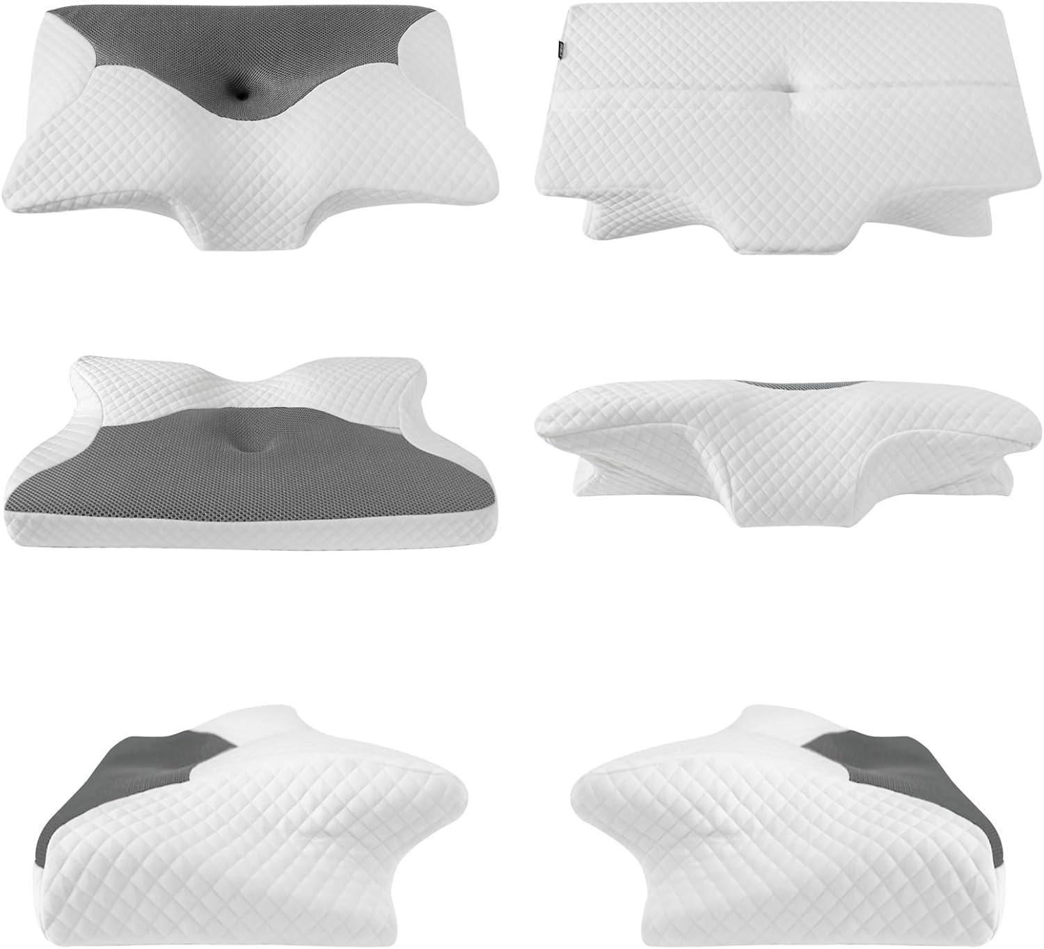 imageHOMCA Cervical Pillow Memory Foam Pillows  Contour Memory Foam Pillow for Neck Pain Relief Orthopedic Neck Bed Pillow for Side Sleepers Back and StomachGrey