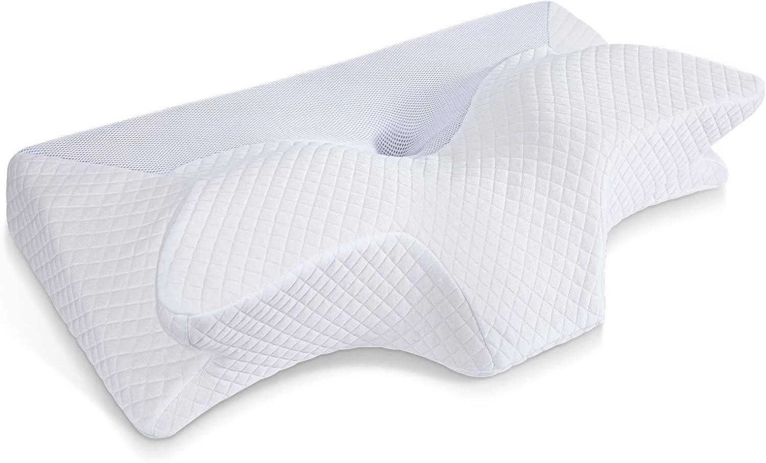 imageHOMCA Cervical Pillow Memory Foam Pillows  Contour Memory Foam Pillow for Neck Pain Relief Orthopedic Neck Bed Pillow for Side Sleepers Back and StomachWhite