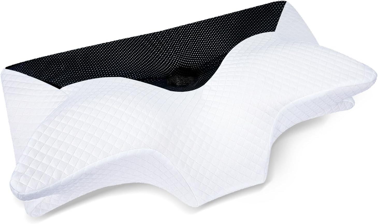 imageHOMCA Cervical Pillow Memory Foam Pillows  Contour Memory Foam Pillow for Neck Pain Relief Orthopedic Neck Bed Pillow for Side Sleepers Back and StomachBlack