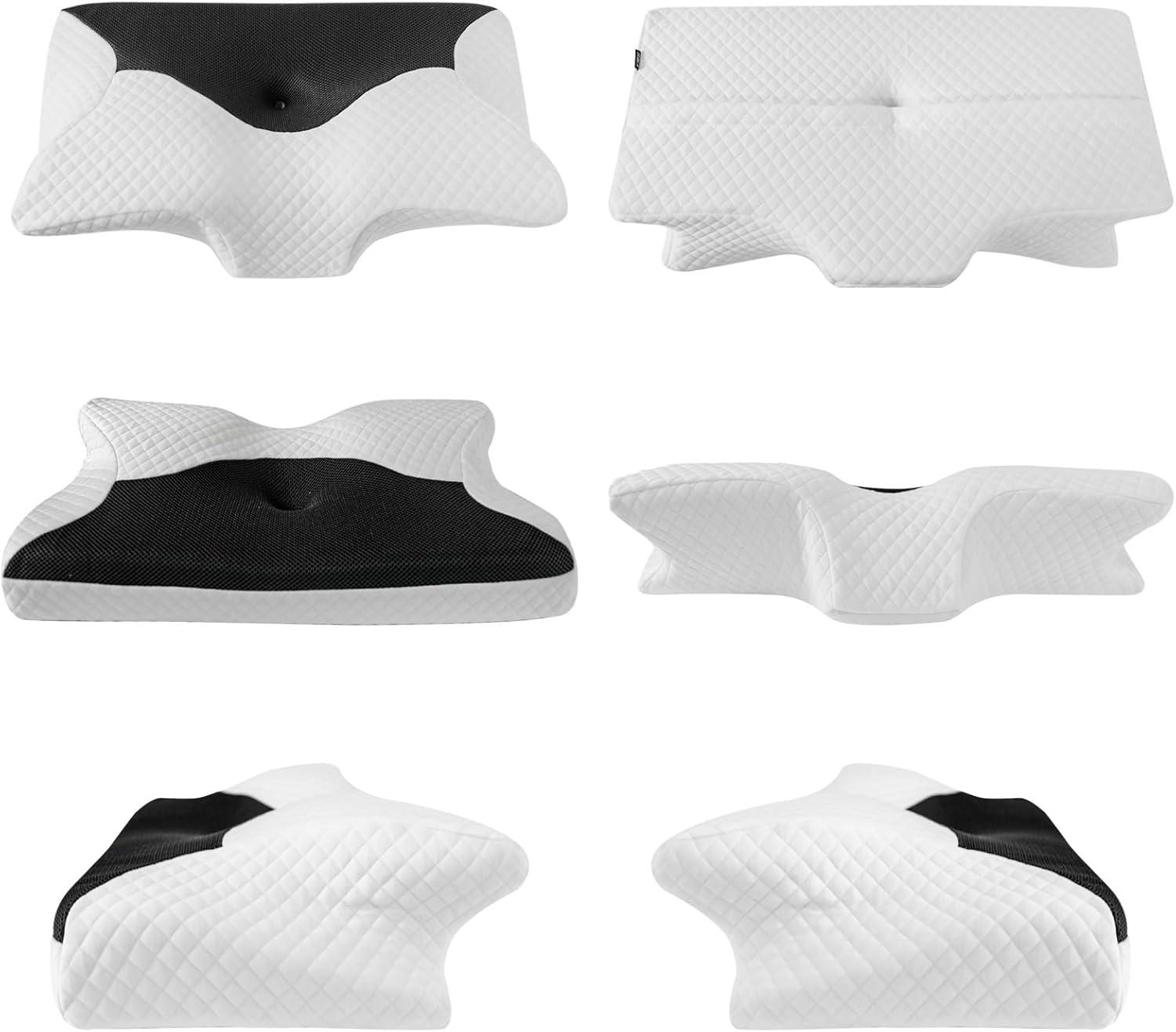 imageHOMCA Cervical Pillow Memory Foam Pillows  Contour Memory Foam Pillow for Neck Pain Relief Orthopedic Neck Bed Pillow for Side Sleepers Back and StomachBlack