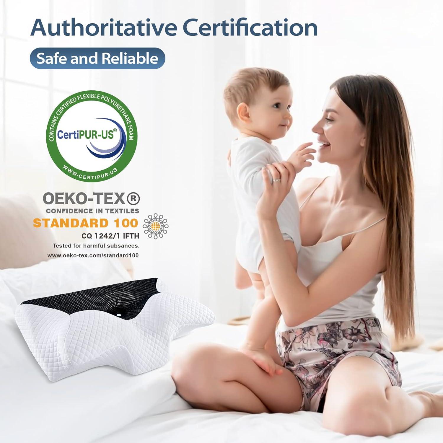 imageHOMCA Cervical Pillow Memory Foam Pillows  Contour Memory Foam Pillow for Neck Pain Relief Orthopedic Neck Bed Pillow for Side Sleepers Back and StomachBlack