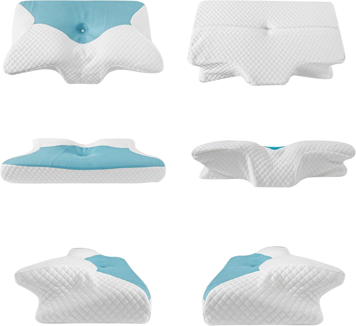 imageHOMCA Cervical Pillow Memory Foam Pillows  Contour Memory Foam Pillow for Neck Pain Relief Orthopedic Neck Bed Pillow for Side Sleepers Back and StomachBlue