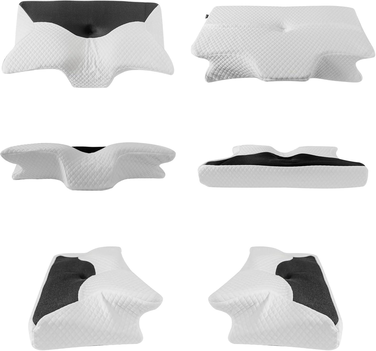 imageHOMCA Cervical Pillow Memory Foam Pillows  Contour Memory Foam Pillow for Neck Pain Relief Orthopedic Neck Bed Pillow for Side Sleepers Back and StomachBlack