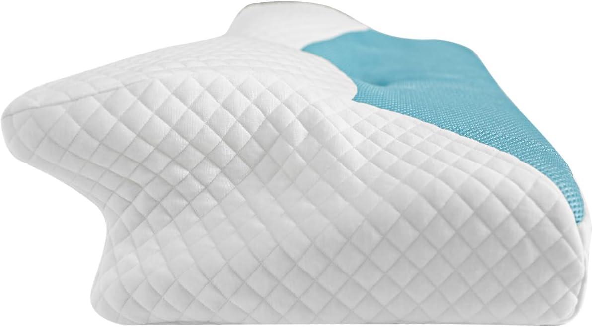 imageHOMCA Cervical Pillow Memory Foam Pillows  Contour Memory Foam Pillow for Neck Pain Relief Orthopedic Neck Bed Pillow for Side Sleepers Back and StomachBlue