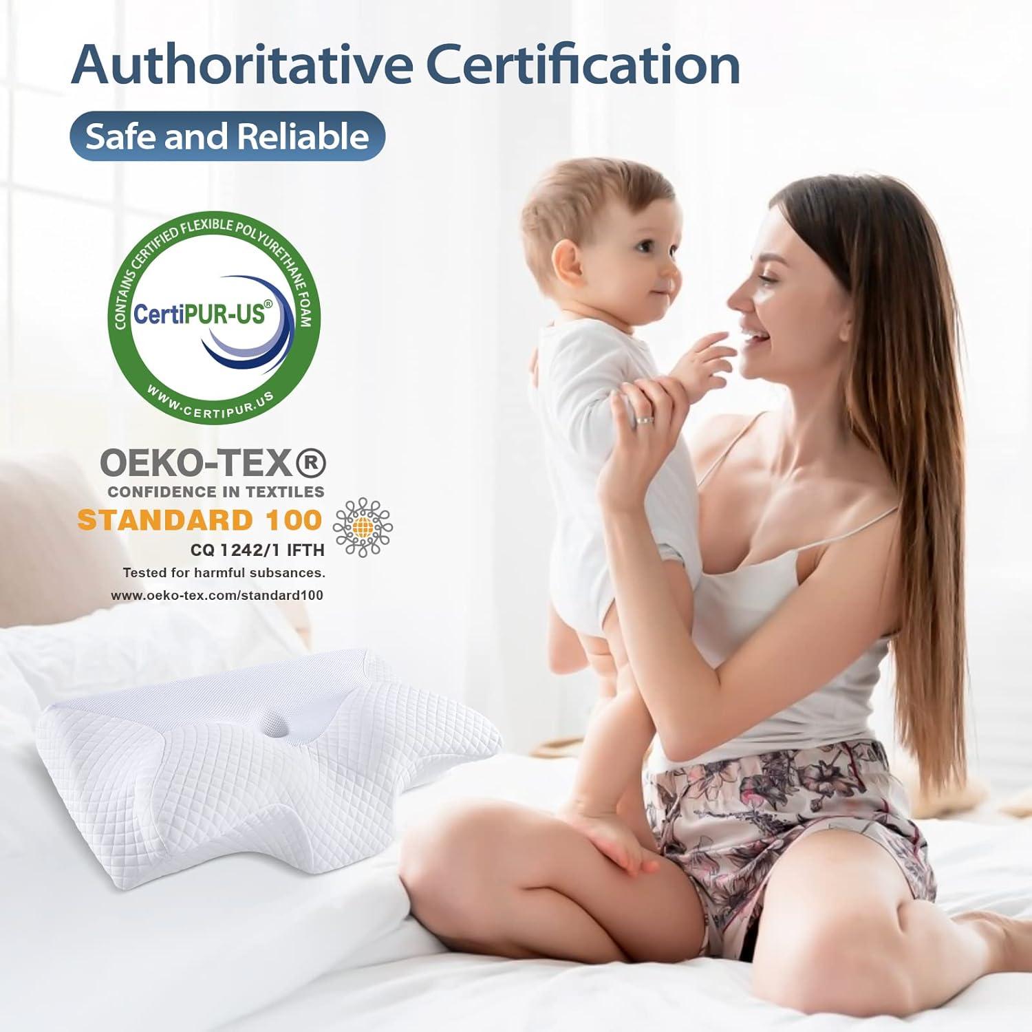 imageHOMCA Cervical Pillow Memory Foam Pillows  Contour Memory Foam Pillow for Neck Pain Relief Orthopedic Neck Bed Pillow for Side Sleepers Back and StomachWhite