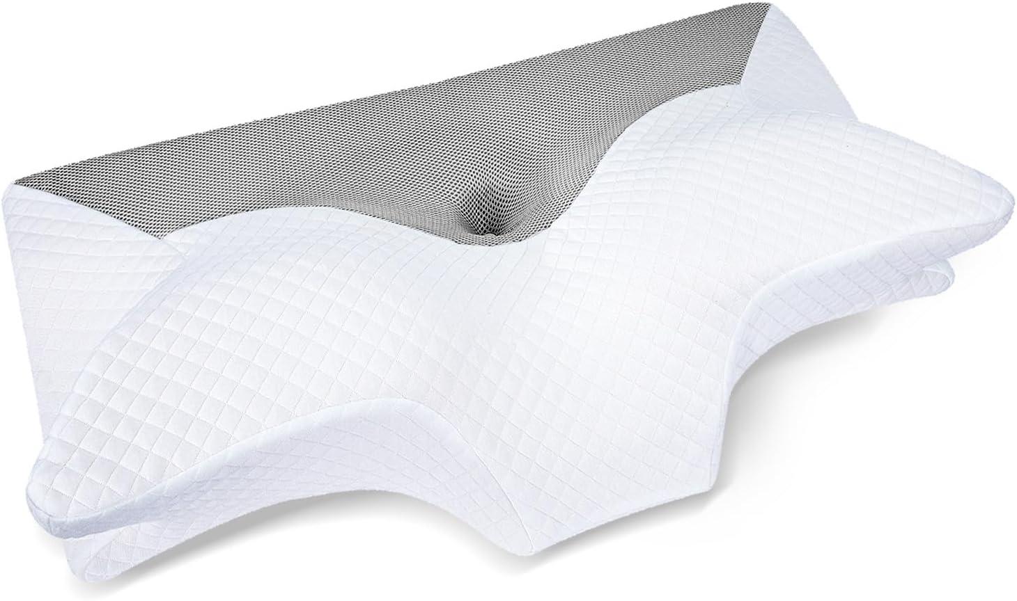 imageHOMCA Cervical Pillow Memory Foam Pillows  Contour Memory Foam Pillow for Neck Pain Relief Orthopedic Neck Bed Pillow for Side Sleepers Back and StomachGrey
