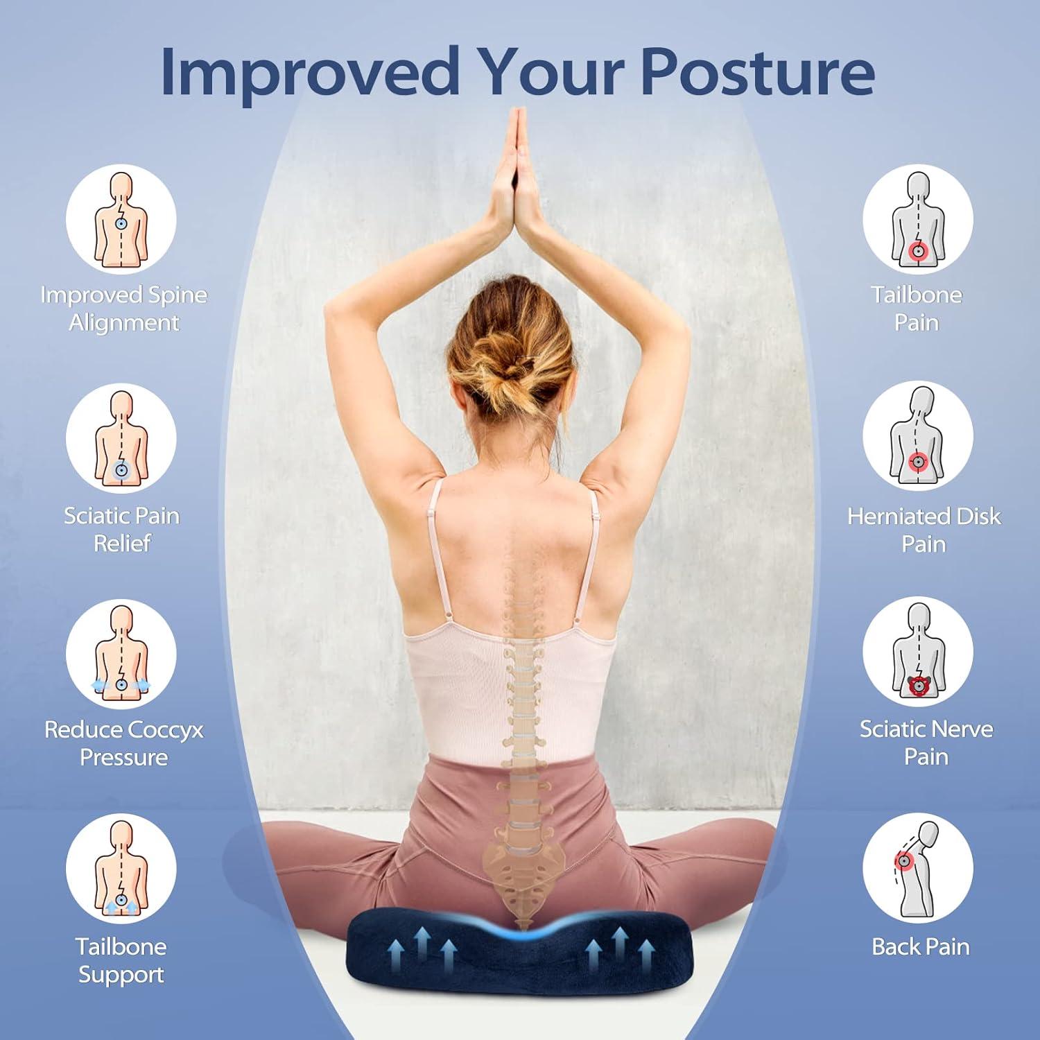 imageHOMCA Donut Pillow for Tailbone Pain Hemorrhoid Pillows for Sitting After Surgery Memory Foam Coccyx Cushion for Postpartum Pregnancy Car Seat Office Chair Cushion for Pressure ReliefBlue