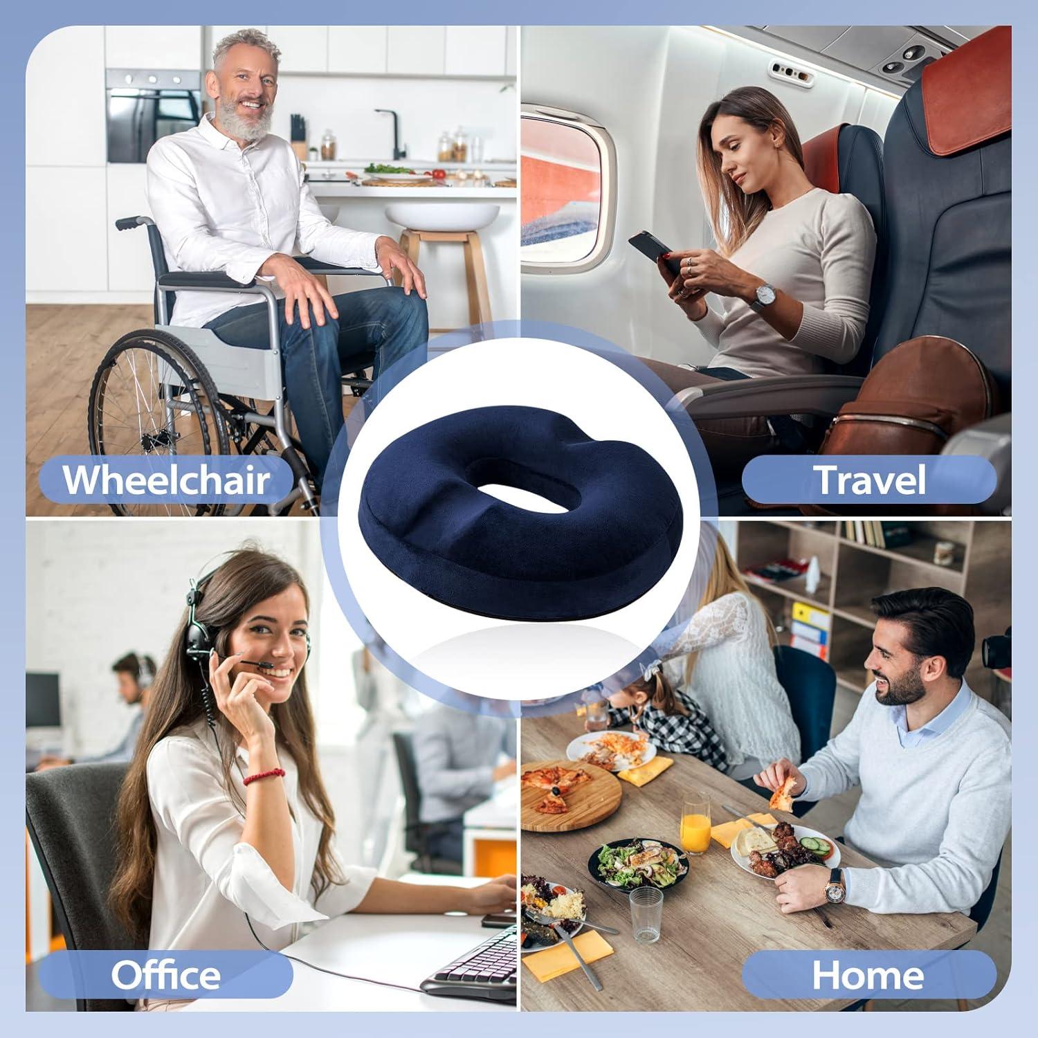 imageHOMCA Donut Pillow for Tailbone Pain Hemorrhoid Pillows for Sitting After Surgery Memory Foam Coccyx Cushion for Postpartum Pregnancy Car Seat Office Chair Cushion for Pressure ReliefBlue