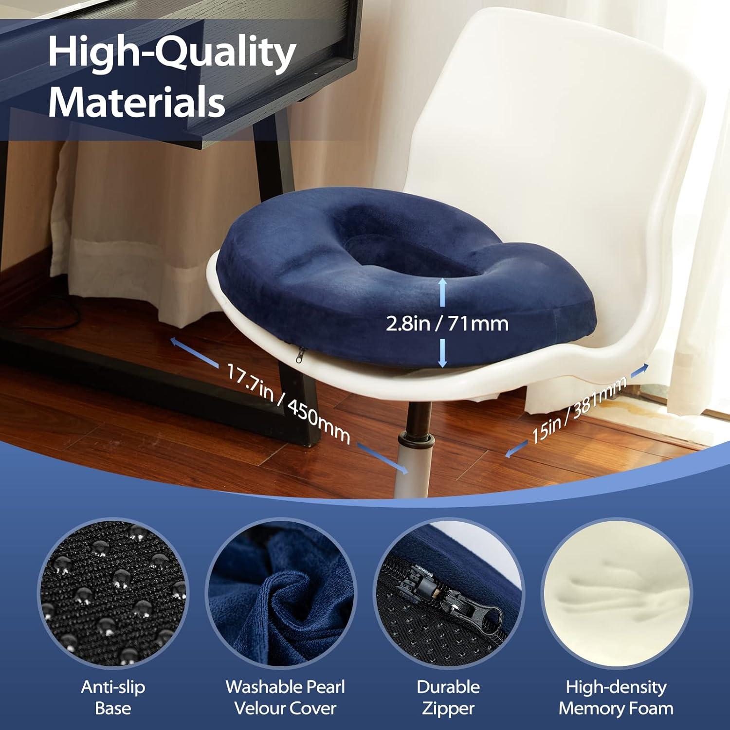 imageHOMCA Donut Pillow for Tailbone Pain Hemorrhoid Pillows for Sitting After Surgery Memory Foam Coccyx Cushion for Postpartum Pregnancy Car Seat Office Chair Cushion for Pressure ReliefBlue