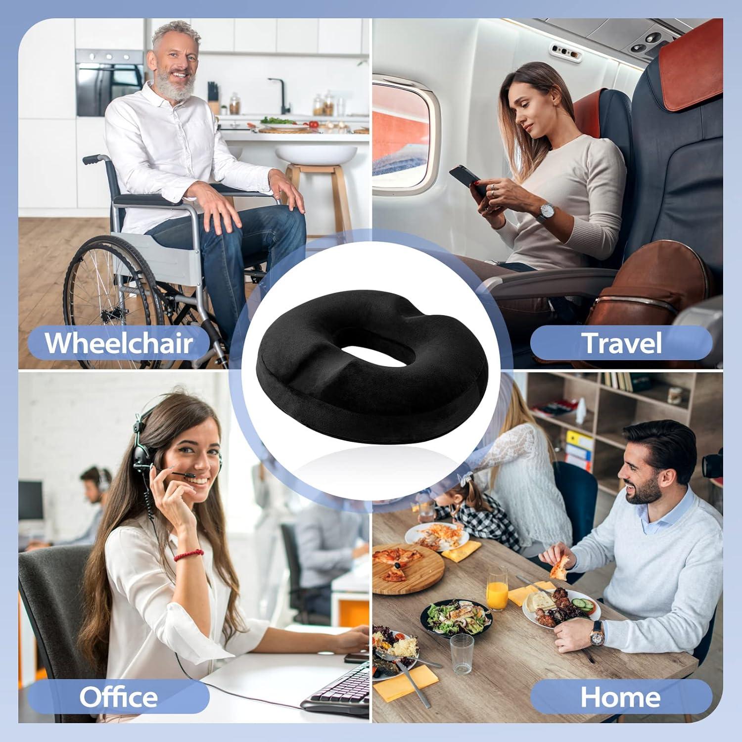 imageHOMCA Donut Pillow for Tailbone Pain Hemorrhoid Pillows for Sitting After Surgery Memory Foam Coccyx Cushion for Postpartum Pregnancy Car Seat Office Chair Cushion for Pressure ReliefBlack