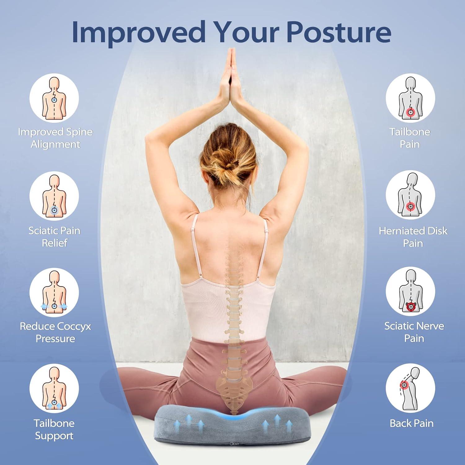 imageHOMCA Donut Pillow for Tailbone Pain Hemorrhoid Pillows for Sitting After Surgery Memory Foam Coccyx Cushion for Postpartum Pregnancy Car Seat Office Chair Cushion for Pressure ReliefGrey