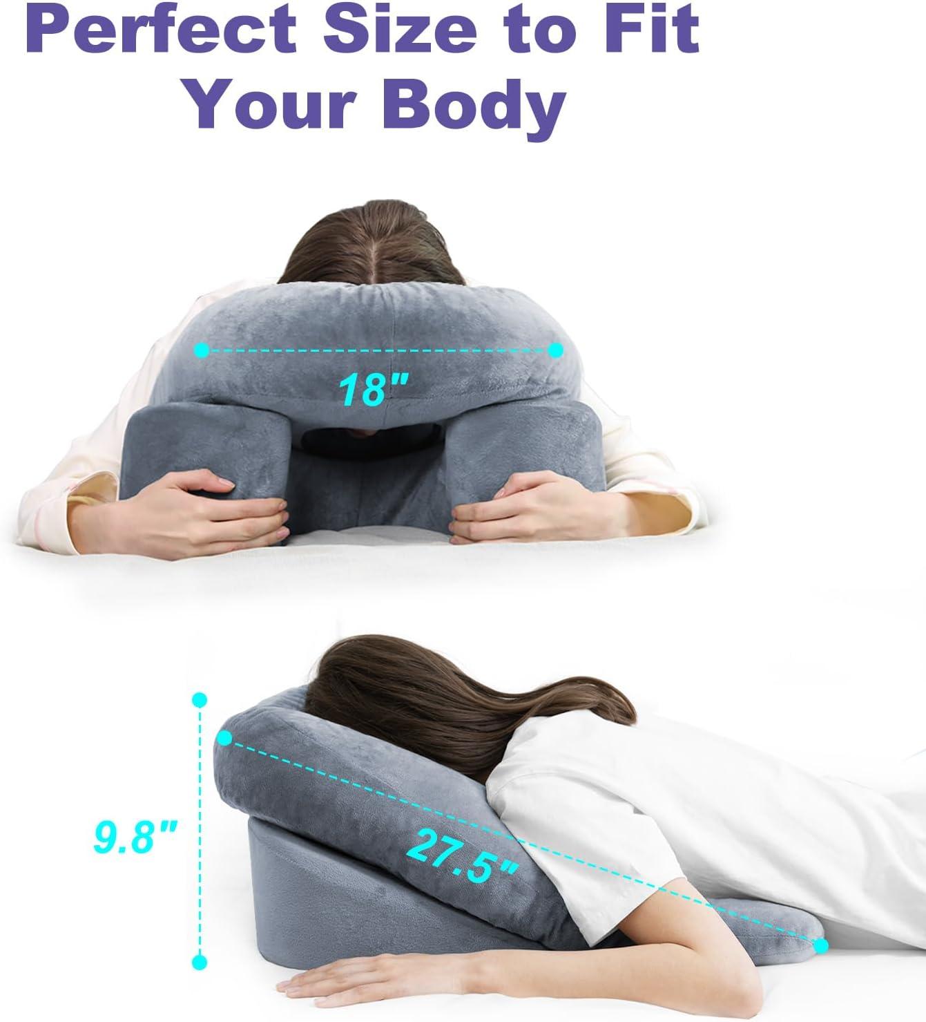 imageHOMCA Face Down Pillow After Eye Surgery  Home Massage Pillow Face Down for Bed BBL Pillow After Surgery Stomach Sleeping Pillow with Shredded Memory Foam and Removable Cover