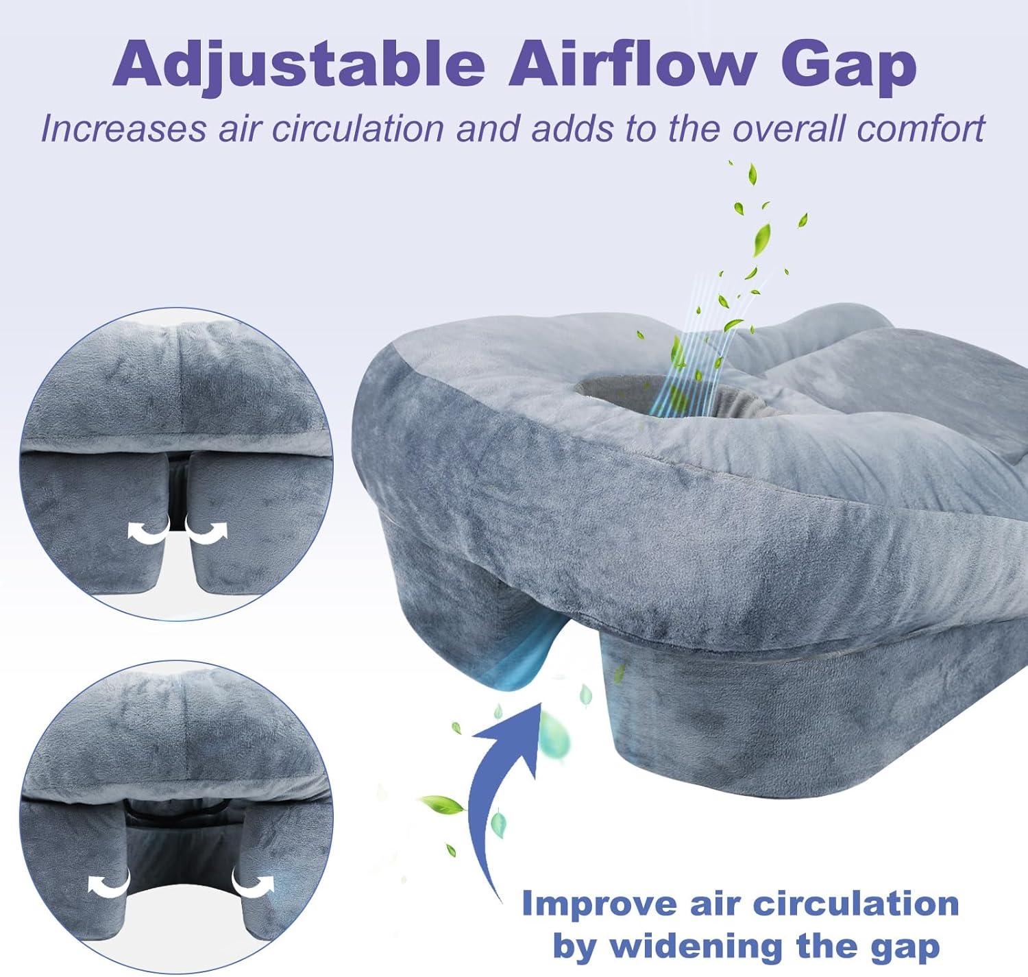 imageHOMCA Face Down Pillow After Eye Surgery  Home Massage Pillow Face Down for Bed BBL Pillow After Surgery Stomach Sleeping Pillow with Shredded Memory Foam and Removable Cover