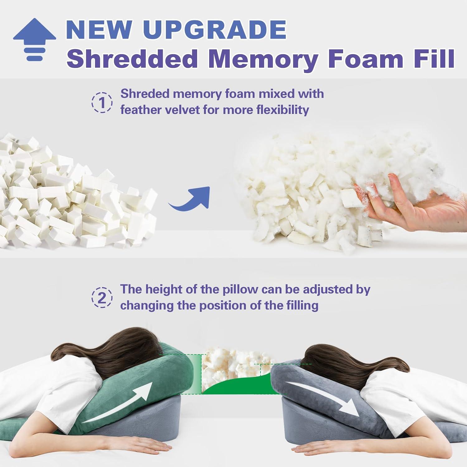 imageHOMCA Face Down Pillow After Eye Surgery  Home Massage Pillow Face Down for Bed BBL Pillow After Surgery Stomach Sleeping Pillow with Shredded Memory Foam and Removable Cover