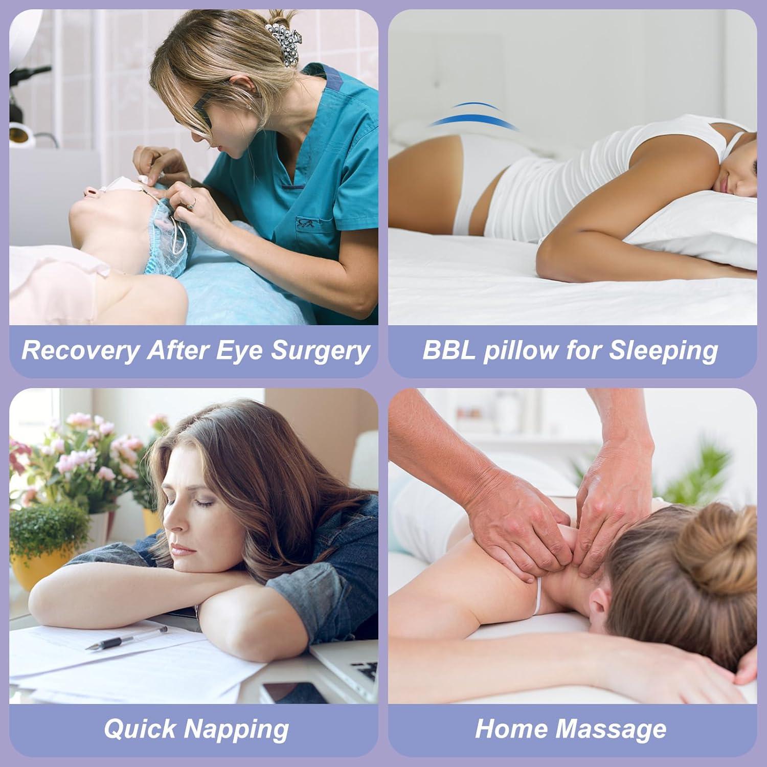 imageHOMCA Face Down Pillow After Eye Surgery  Home Massage Pillow Face Down for Bed BBL Pillow After Surgery Stomach Sleeping Pillow with Shredded Memory Foam and Removable Cover