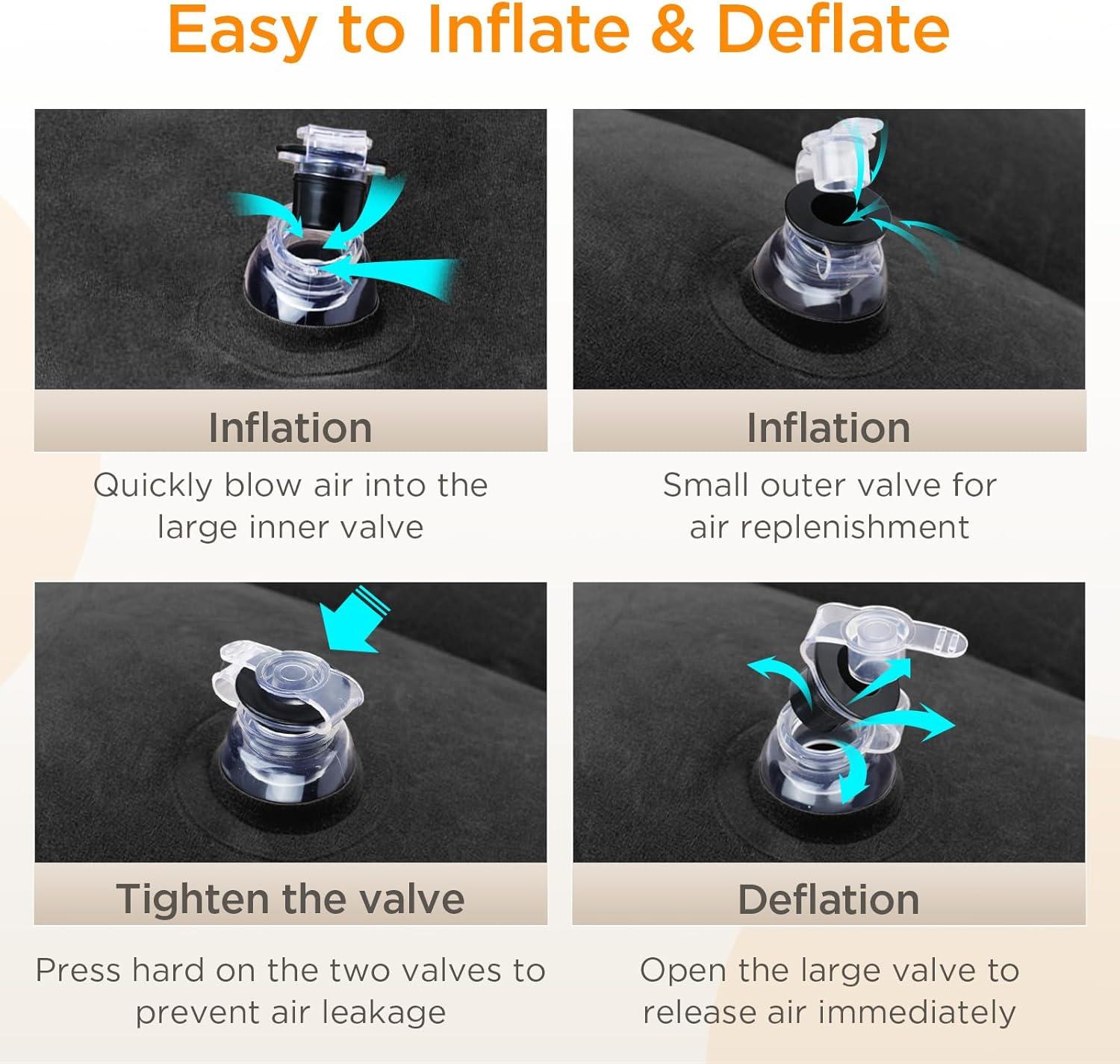 imageHOMCA Inflatable Travel Foot Rest Pillow Adjustable Height Leg PillowFast Inflating Airplane Bed for ToddlersFootrest Pillow for Office AirplaneTrainCarsHomeBlack