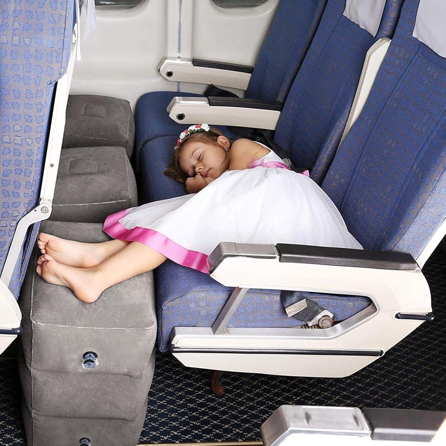 imageHOMCA Inflatable Travel Foot Rest Pillow Adjustable Height Leg PillowFast Inflating Airplane Bed for ToddlersFootrest Pillow for Office AirplaneTrainCarsHomeGrey