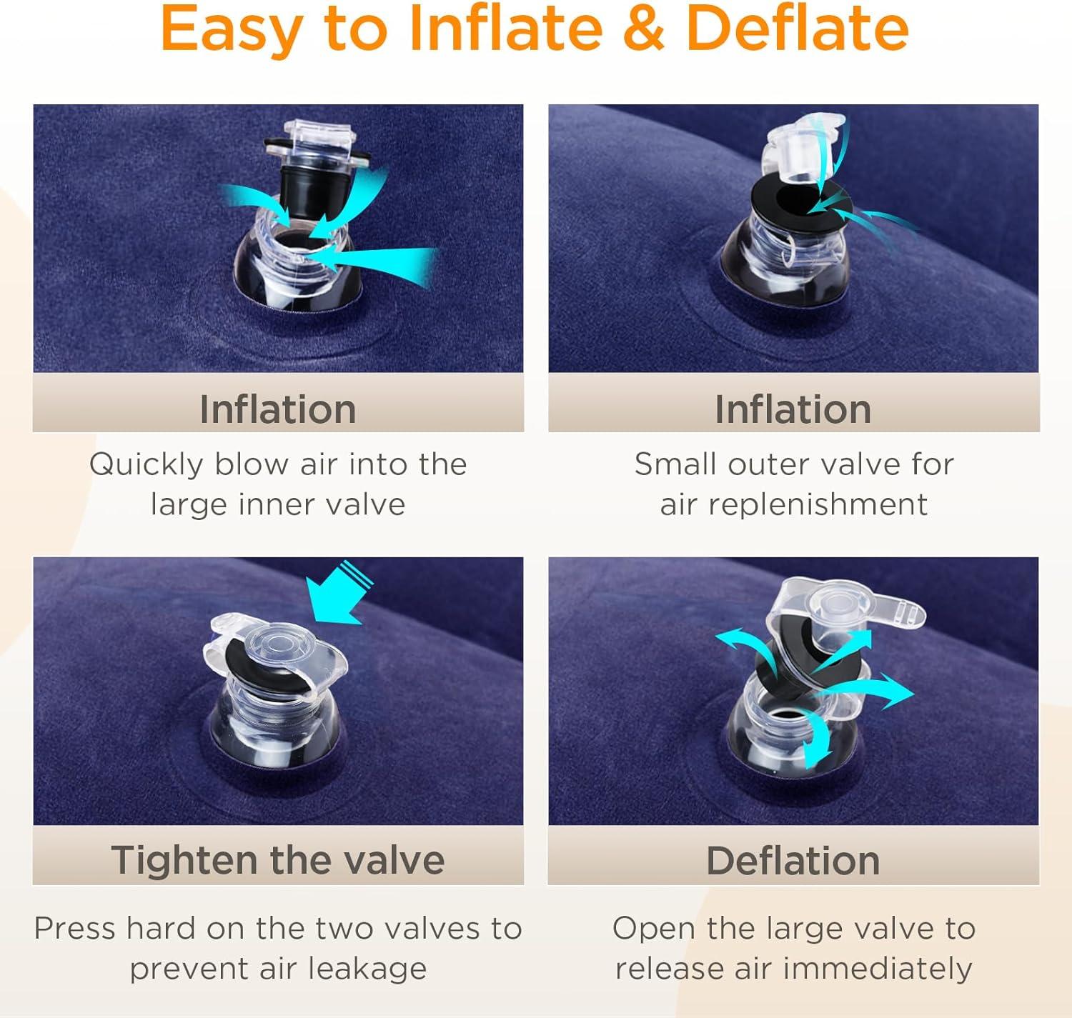 imageHOMCA Inflatable Travel Foot Rest Pillow Adjustable Height Leg PillowFast Inflating Airplane Bed for ToddlersFootrest Pillow for Office AirplaneTrainCarsHomeBlue