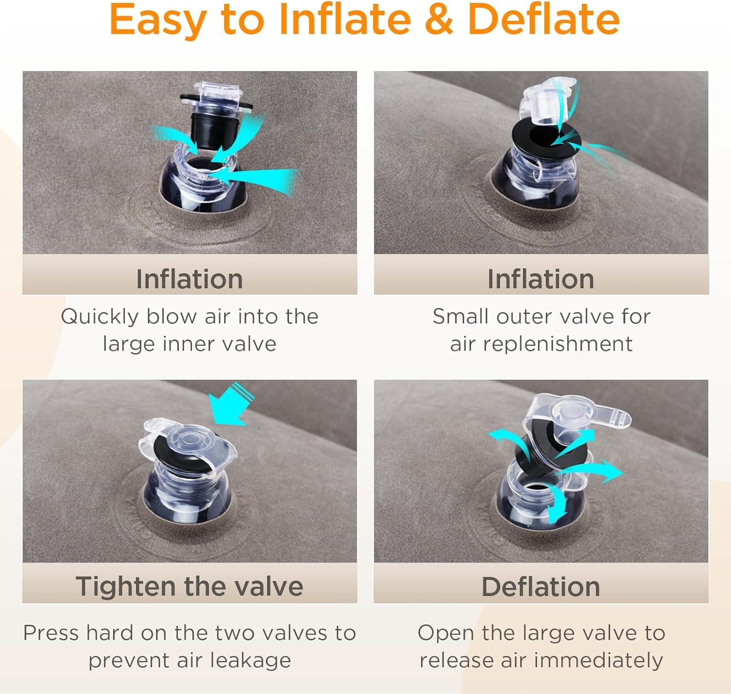 imageHOMCA Inflatable Travel Foot Rest Pillow Adjustable Height Leg PillowFast Inflating Airplane Bed for ToddlersFootrest Pillow for Office AirplaneTrainCarsHomeGrey