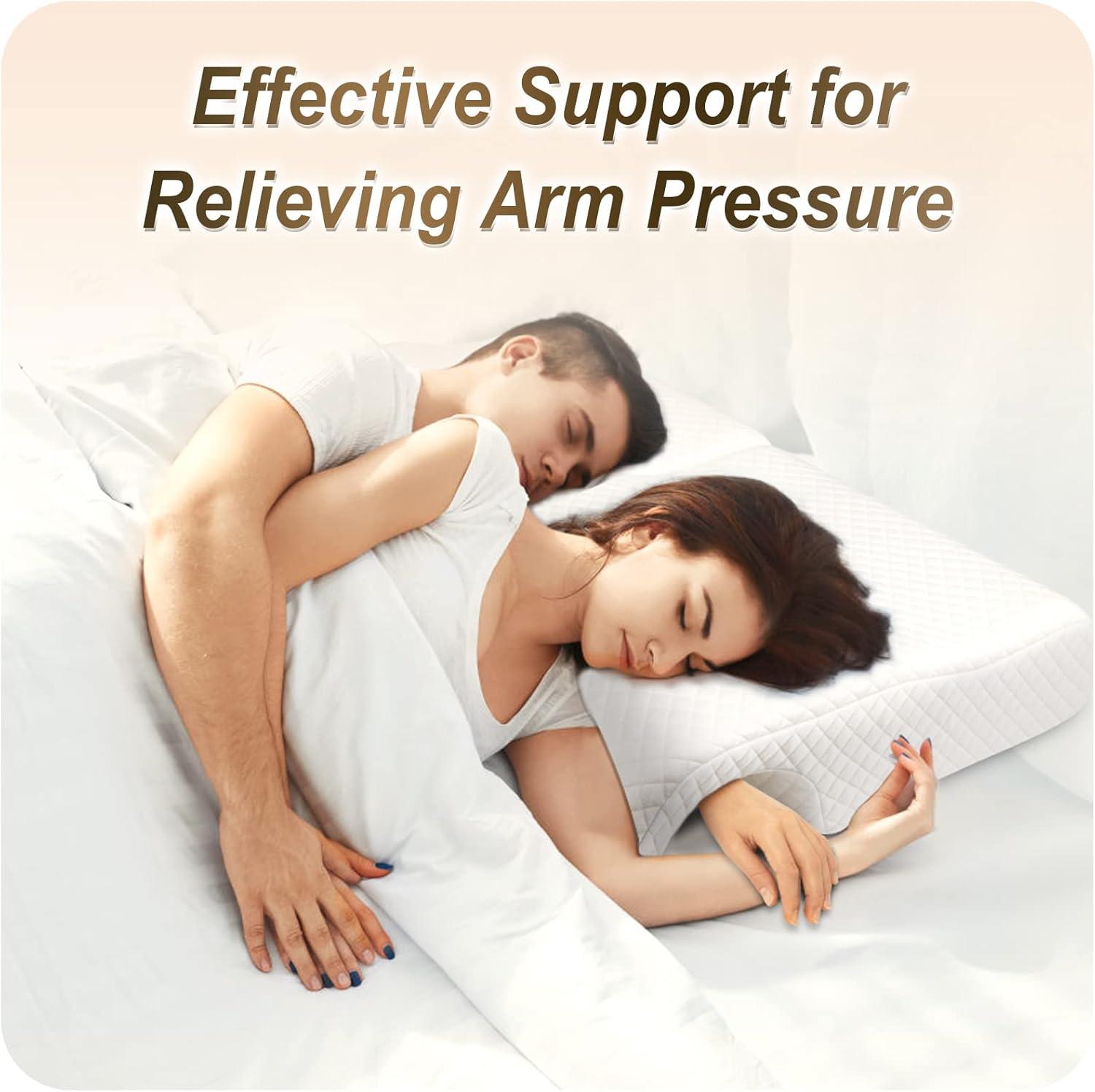 imageHOMCA Memory Foam Cuddle Pillow Shoulder Pillow for Side Sleepers Arm Pillow with Arm Hole for Sleeping Side Sleeper Pillow for Arm Pressure Relief with Breathable PillowcaseWhite