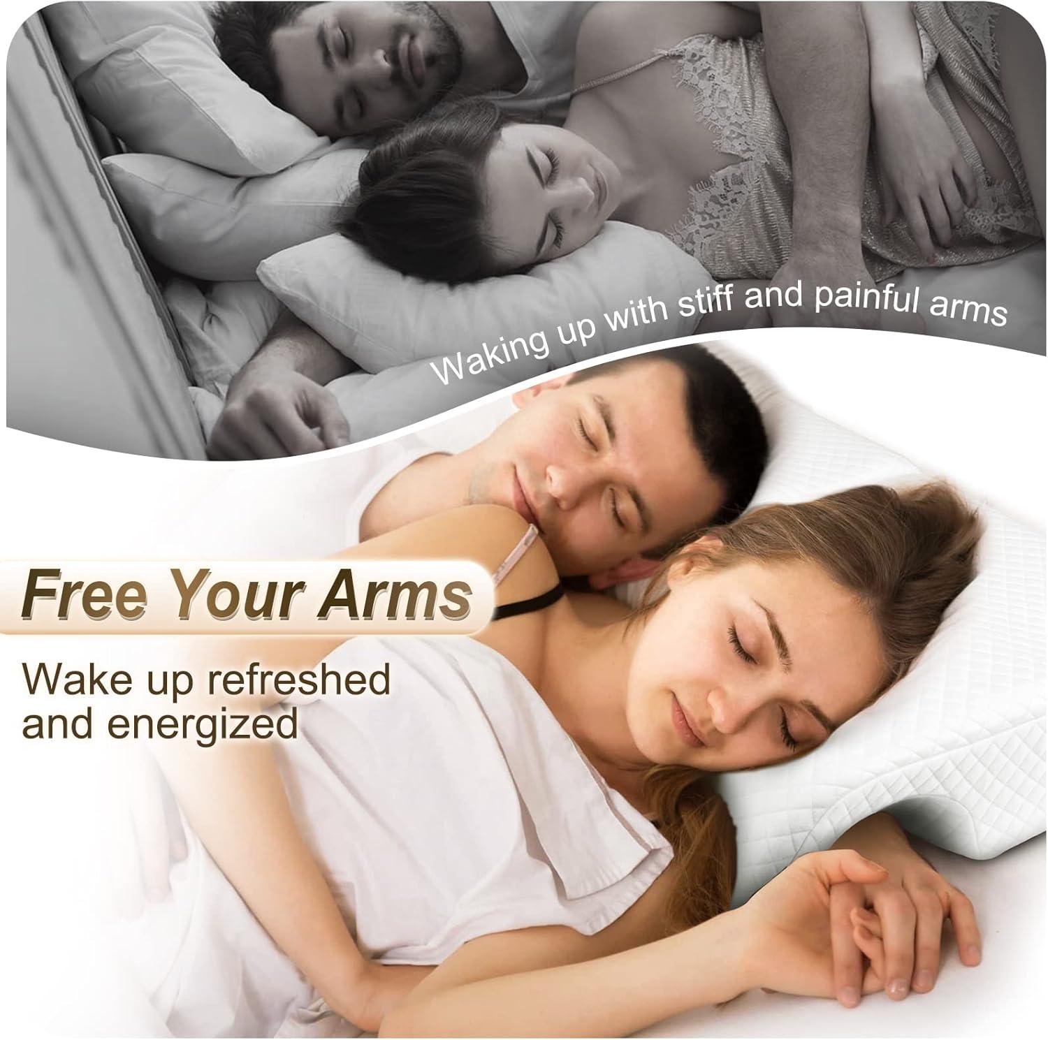 imageHOMCA Memory Foam Cuddle Pillow Shoulder Pillow for Side Sleepers Arm Pillow with Arm Hole for Sleeping Side Sleeper Pillow for Arm Pressure Relief with Breathable PillowcaseWhite