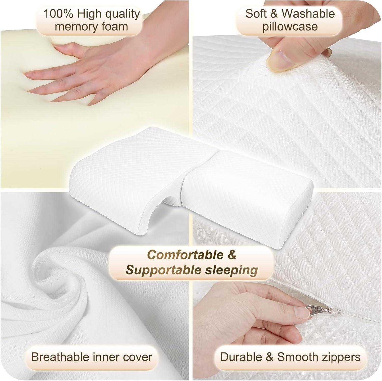 imageHOMCA Memory Foam Cuddle Pillow Shoulder Pillow for Side Sleepers Arm Pillow with Arm Hole for Sleeping Side Sleeper Pillow for Arm Pressure Relief with Breathable PillowcaseWhite