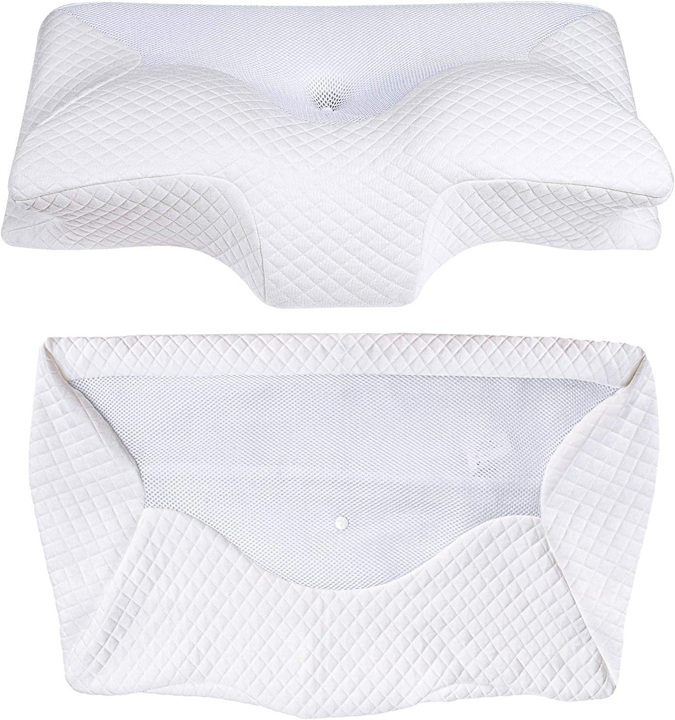 imageHOMCA Pillowcase for Memory Foam Cervical Pillow Hypoallergenic Contour Pillow Case 1Pack Grey Suitable for Pillow Model PL01White