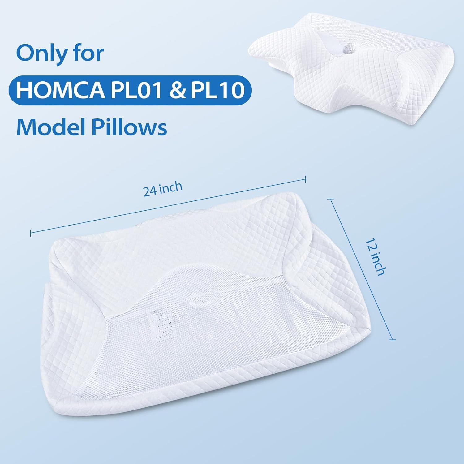 imageHOMCA Pillowcase for Memory Foam Cervical Pillow Hypoallergenic Contour Pillow Case 1Pack Grey Suitable for Pillow Model PL01White
