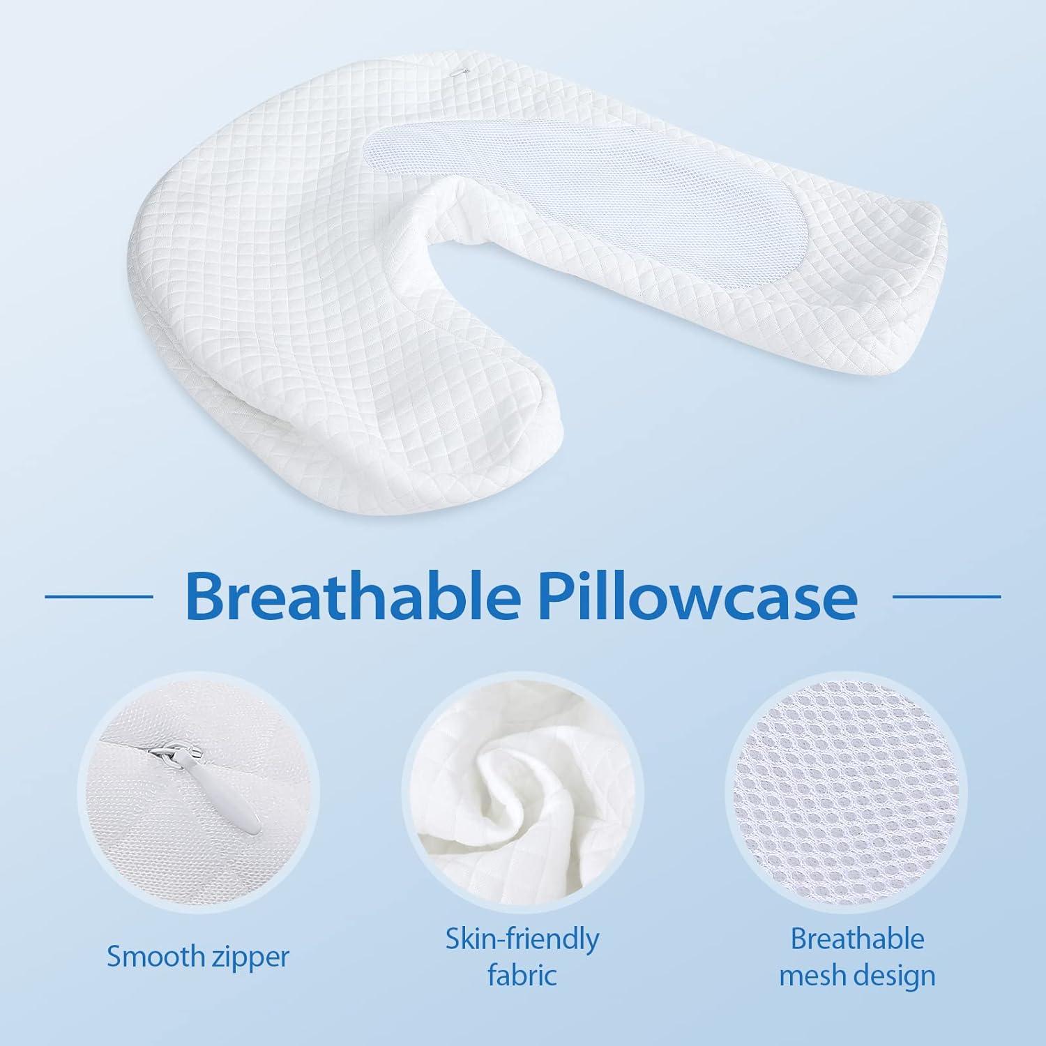imageHOMCA Pillowcase for Side Pillow Hypoallergenic Contour Pillow Case 1Pack White Suitable for Pillow Model PL05 Standard Size