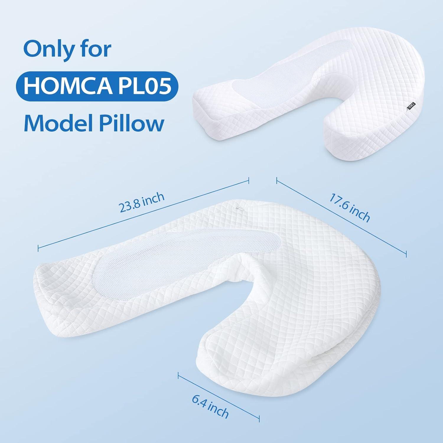 imageHOMCA Pillowcase for Side Pillow Hypoallergenic Contour Pillow Case 1Pack White Suitable for Pillow Model PL05 Standard Size