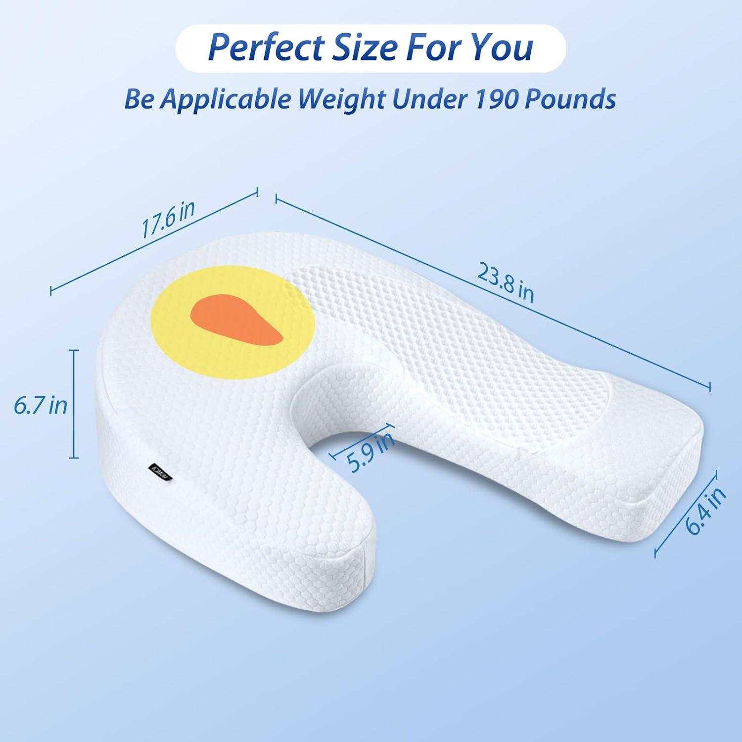 imageHOMCA Side Sleeper Pillows for Adults Memory Foam U Shaped Pillows for Neck and Shoulder Pain Relief Ergonomic Shoulder Pillow for Side Sleepers with Cooling Removable PillowcaseWhite