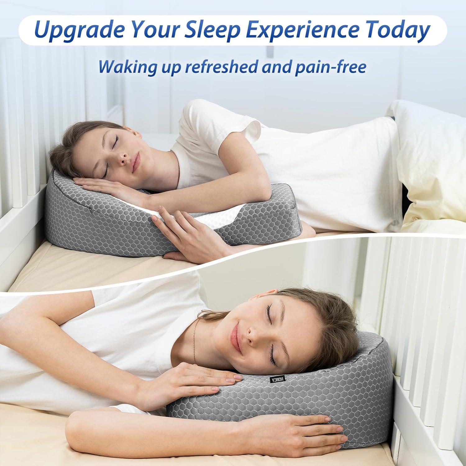 imageHOMCA Side Sleeper Pillows for Adults Memory Foam U Shaped Pillows for Neck and Shoulder Pain Relief Ergonomic Shoulder Pillow for Side Sleepers with Cooling Removable PillowcaseGrey