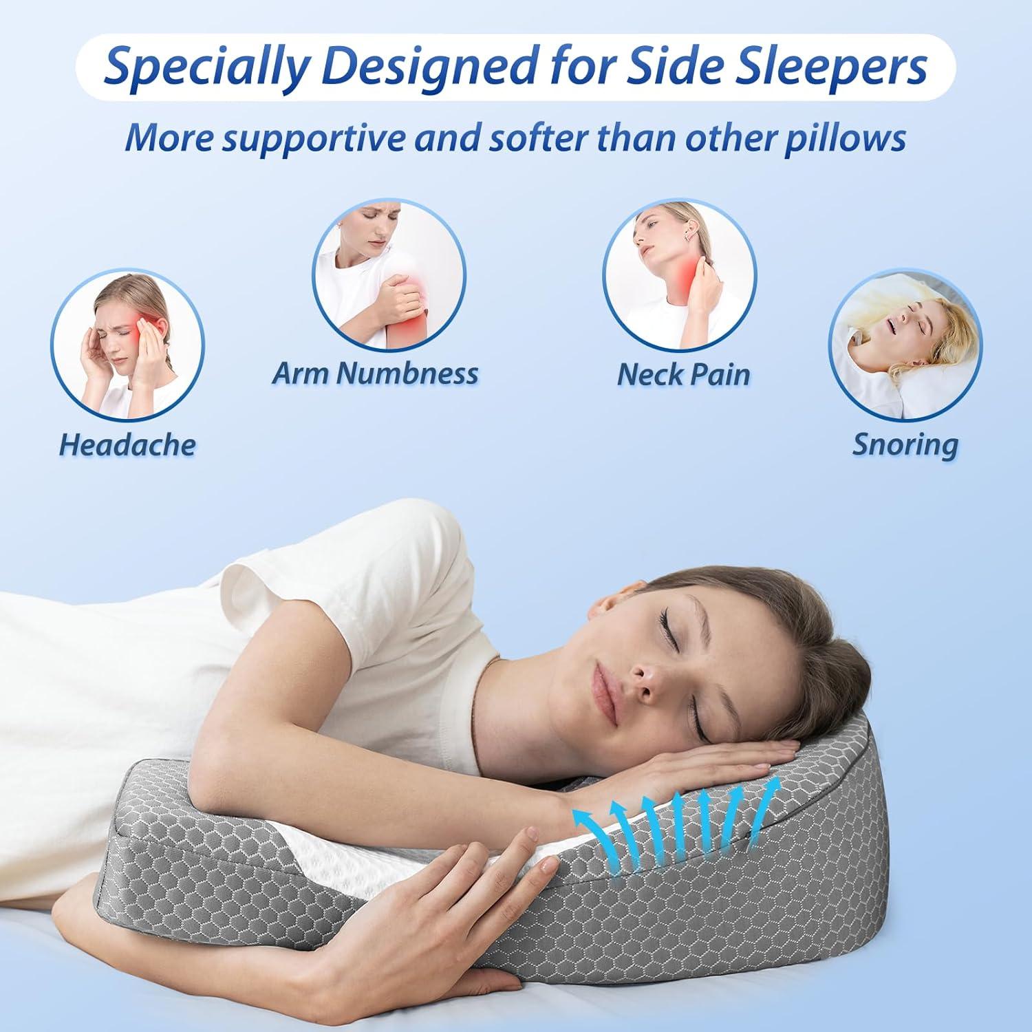 imageHOMCA Side Sleeper Pillows for Adults Memory Foam U Shaped Pillows for Neck and Shoulder Pain Relief Ergonomic Shoulder Pillow for Side Sleepers with Cooling Removable PillowcaseGrey