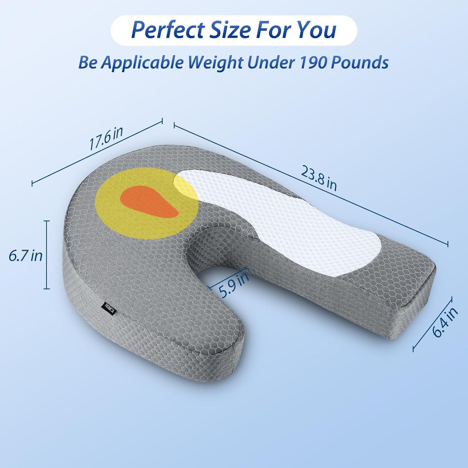 imageHOMCA Side Sleeper Pillows for Adults Memory Foam U Shaped Pillows for Neck and Shoulder Pain Relief Ergonomic Shoulder Pillow for Side Sleepers with Cooling Removable PillowcaseGrey