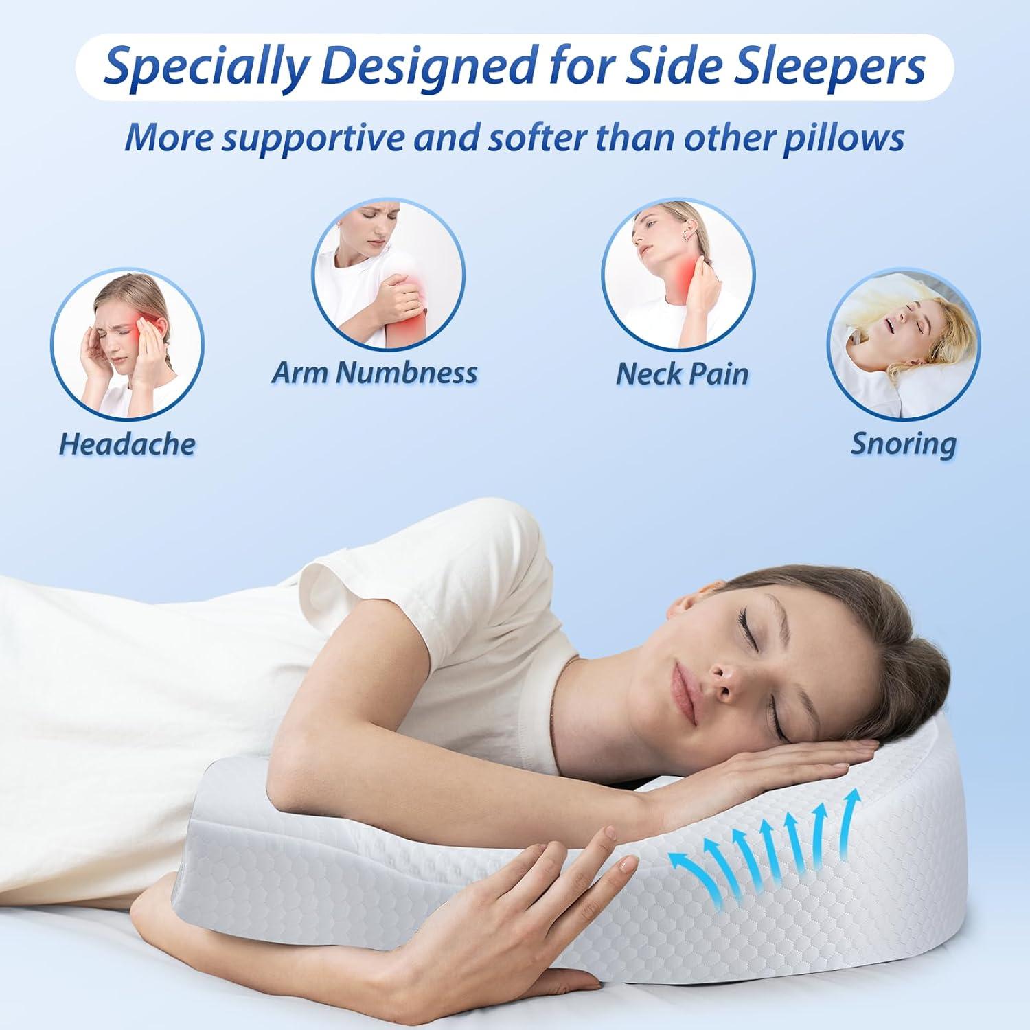 imageHOMCA Side Sleeper Pillows for Adults Memory Foam U Shaped Pillows for Neck and Shoulder Pain Relief Ergonomic Shoulder Pillow for Side Sleepers with Cooling Removable PillowcaseWhite